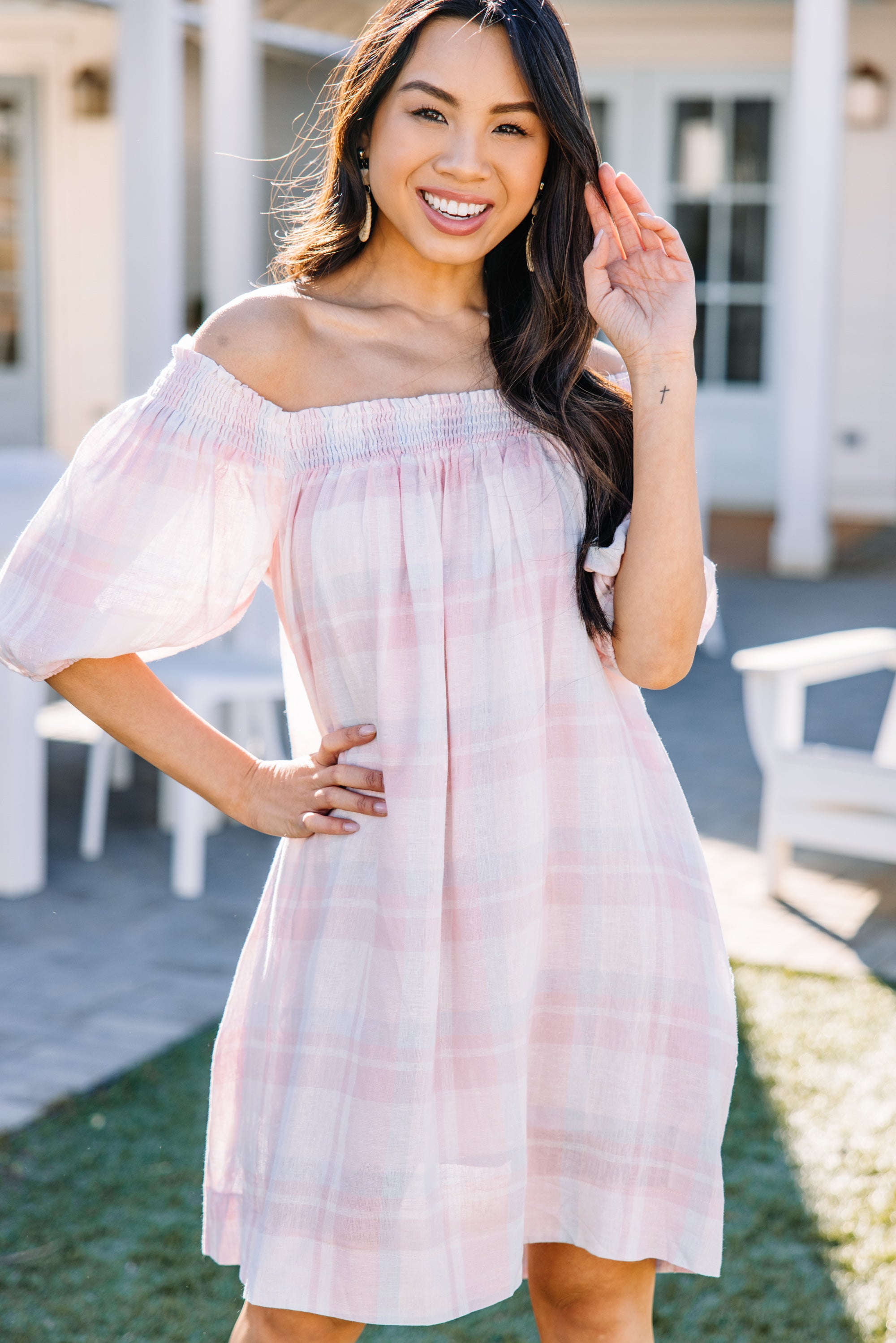 Absolutely Irresistible Pink Plaid Babydoll Dress