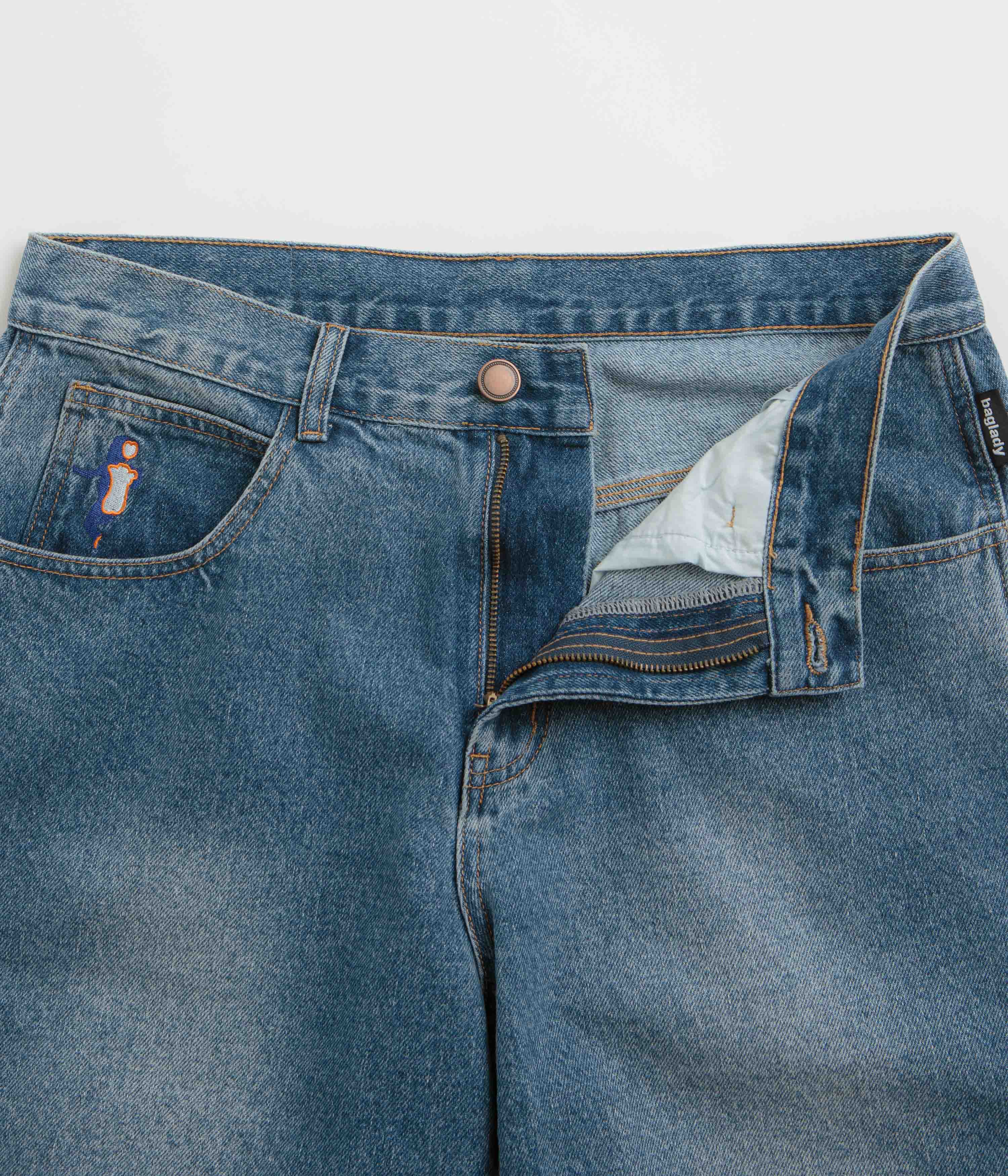 Baglady Acid Wash Warp Denim Shorts - A Trendy Unisex Must-Have