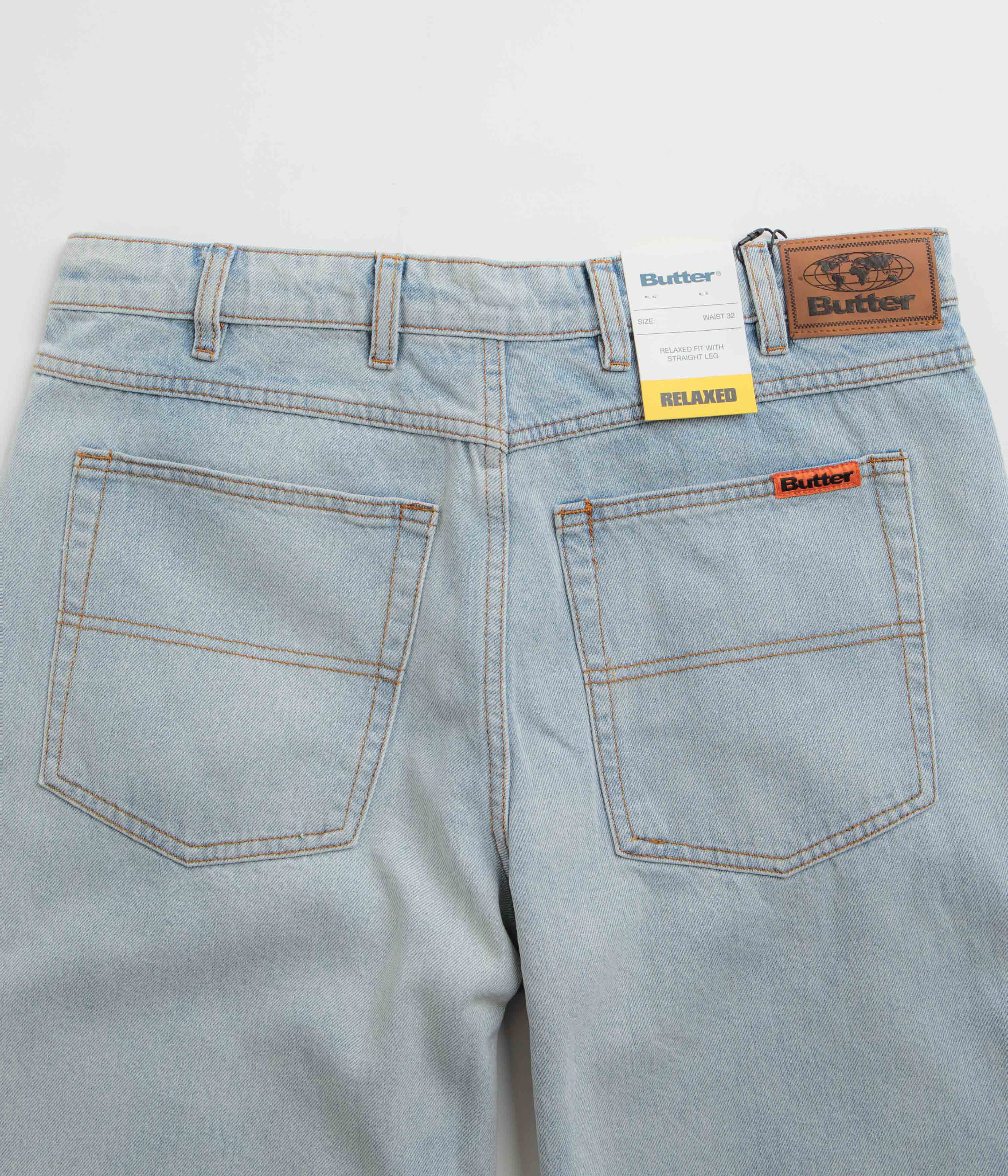 Butter Goods Stylish Relaxed Jeans - Light Blue & Orange