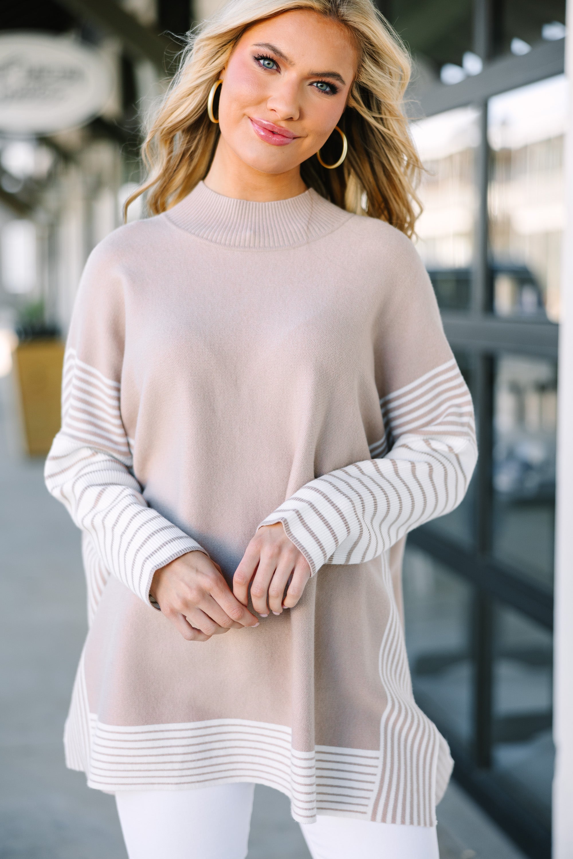 Irresistible Taupe Brown Striped Tunic - All-In Style!