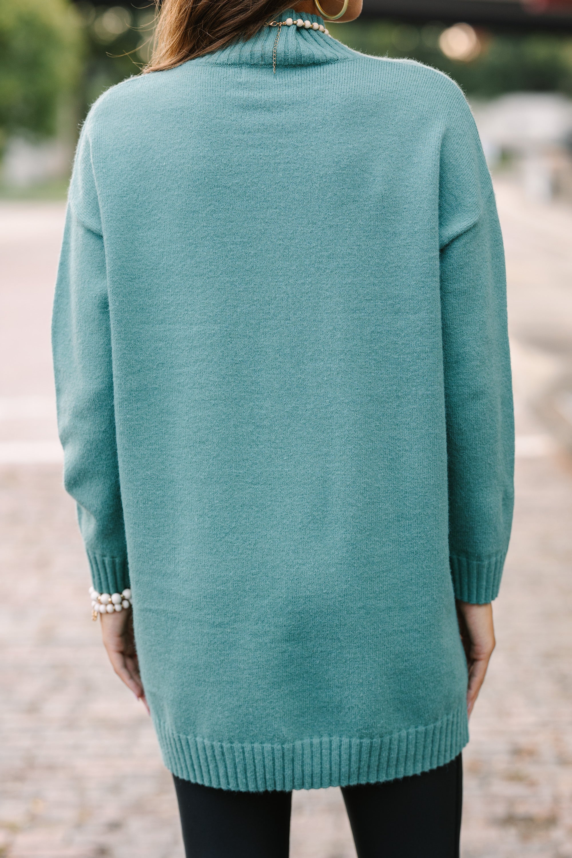 Gorgeous Dusty Teal Green Tunic Sweater - A Must-Have!