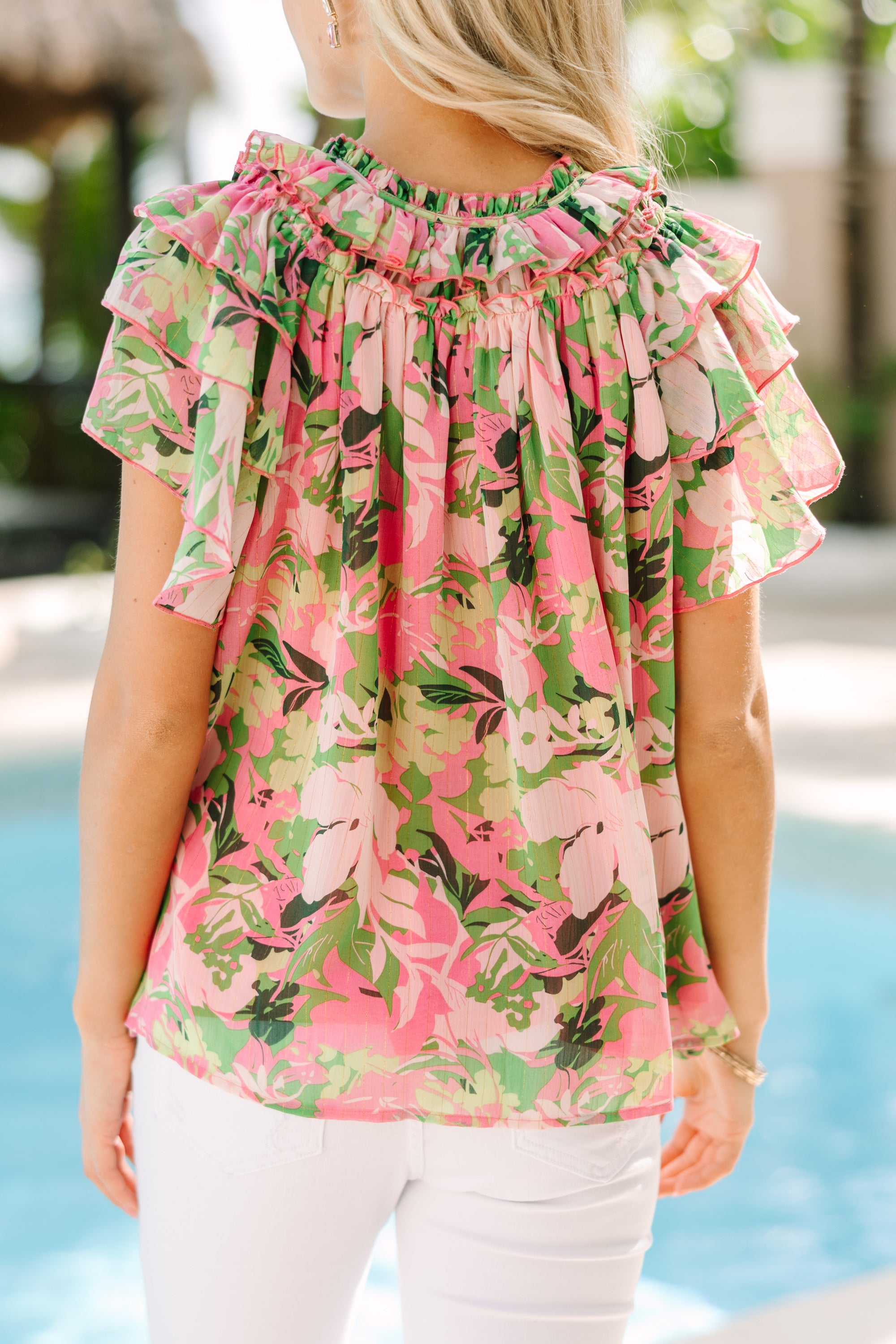 Be There Floral Pink Spring/Summer Floral Blouse