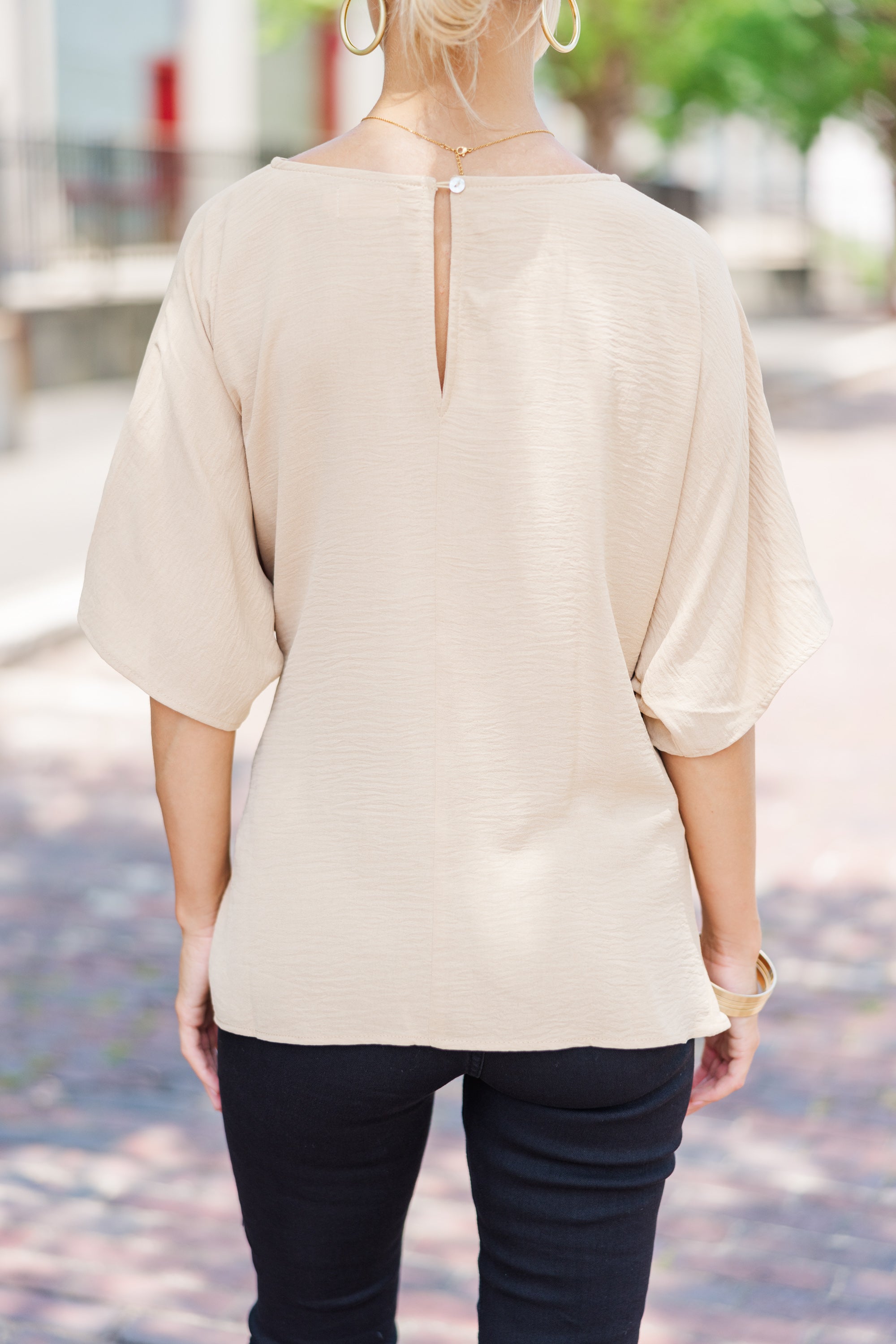 Enchanting Taupe Brown Tied Blouse for Happy Moments