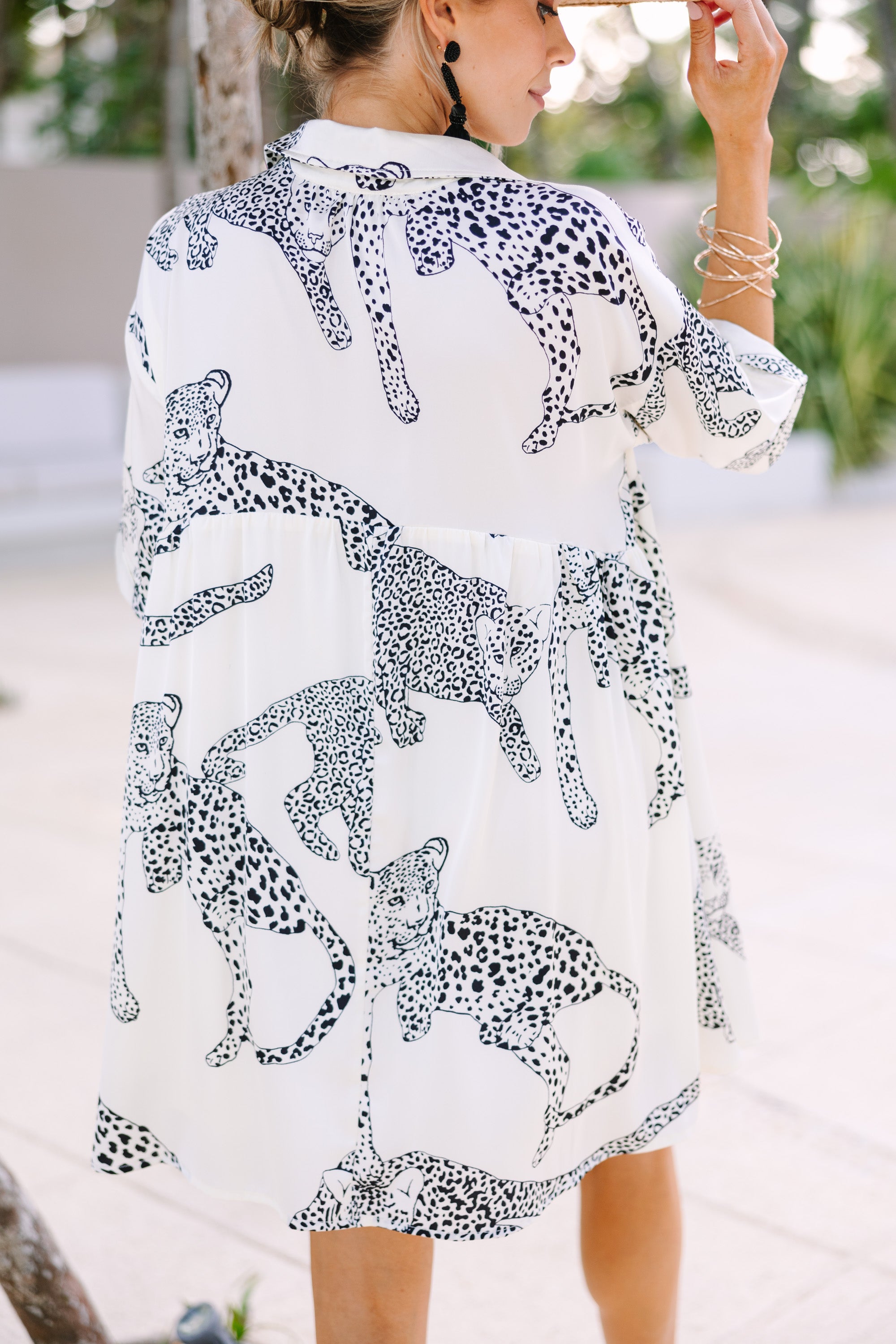 Stunning Cream White Leopard Print Babydoll Dress - A Must - Have!