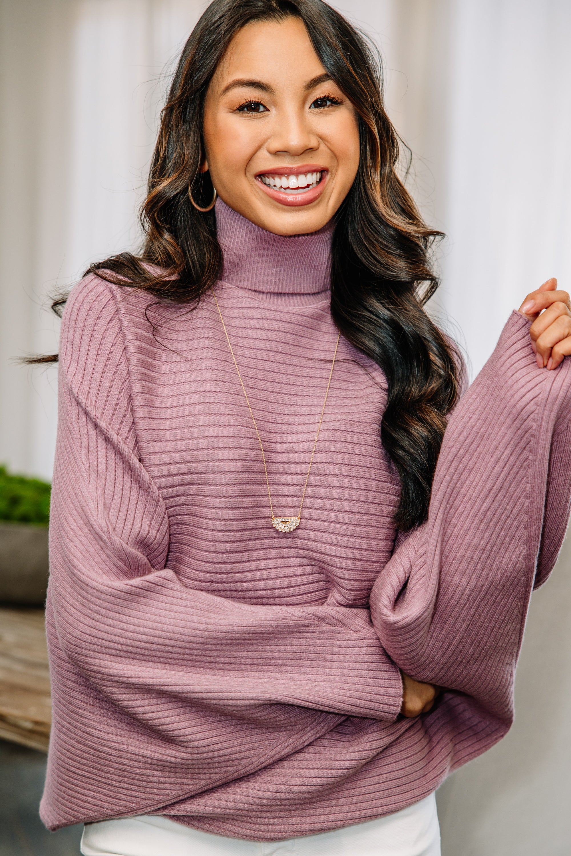 Gorgeous Mauve Pink Ribbed Sweater for Your Best Look