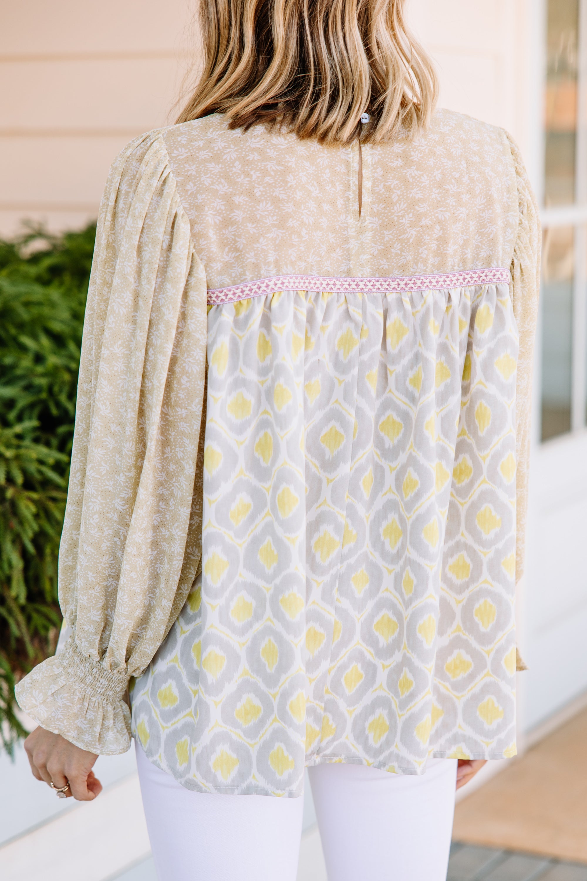 Gorgeous Honeydew Yellow Floral Blouse for Your Best Look