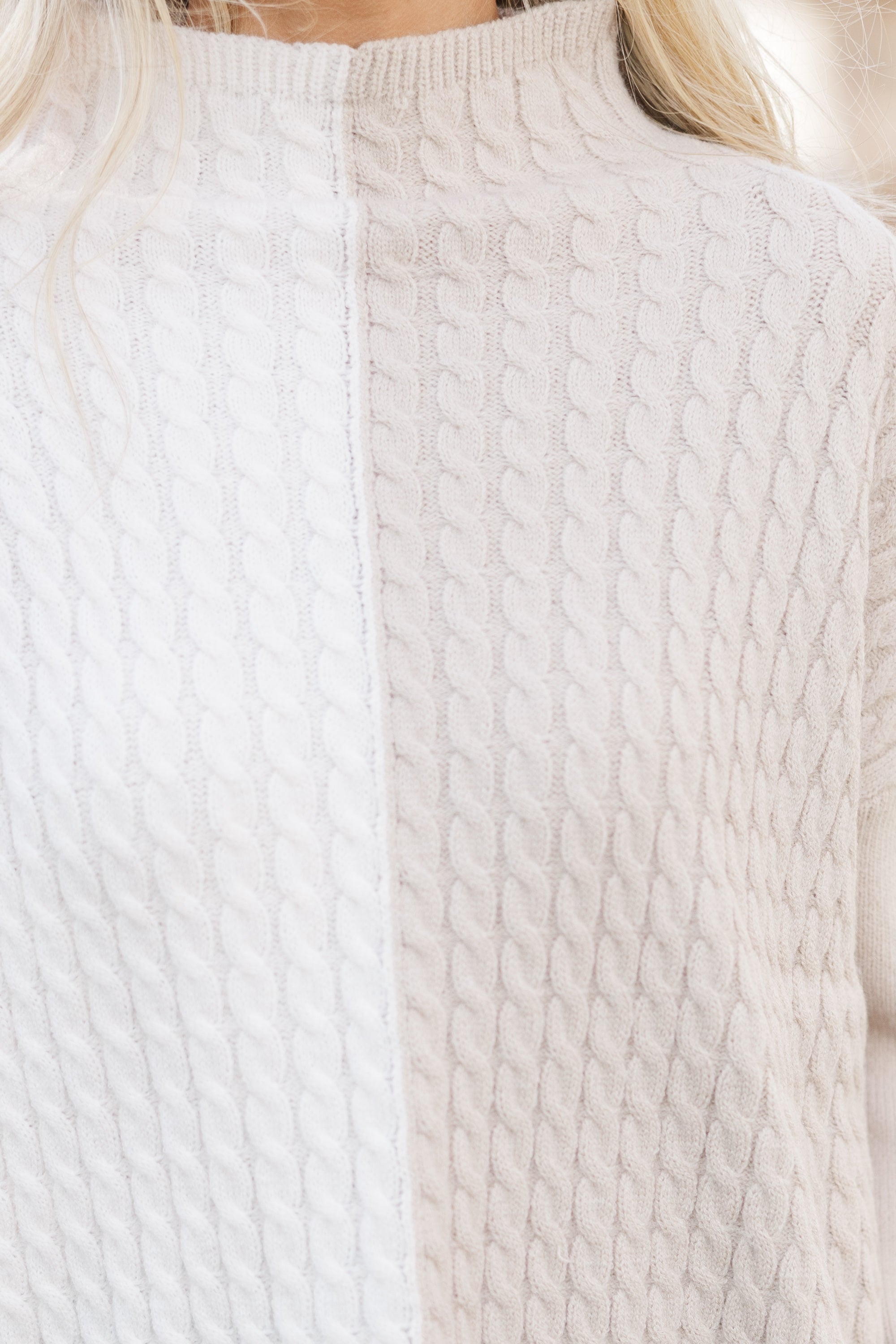All In A Moment Cozy Oatmeal Brown Colorblock Winter Sweater
