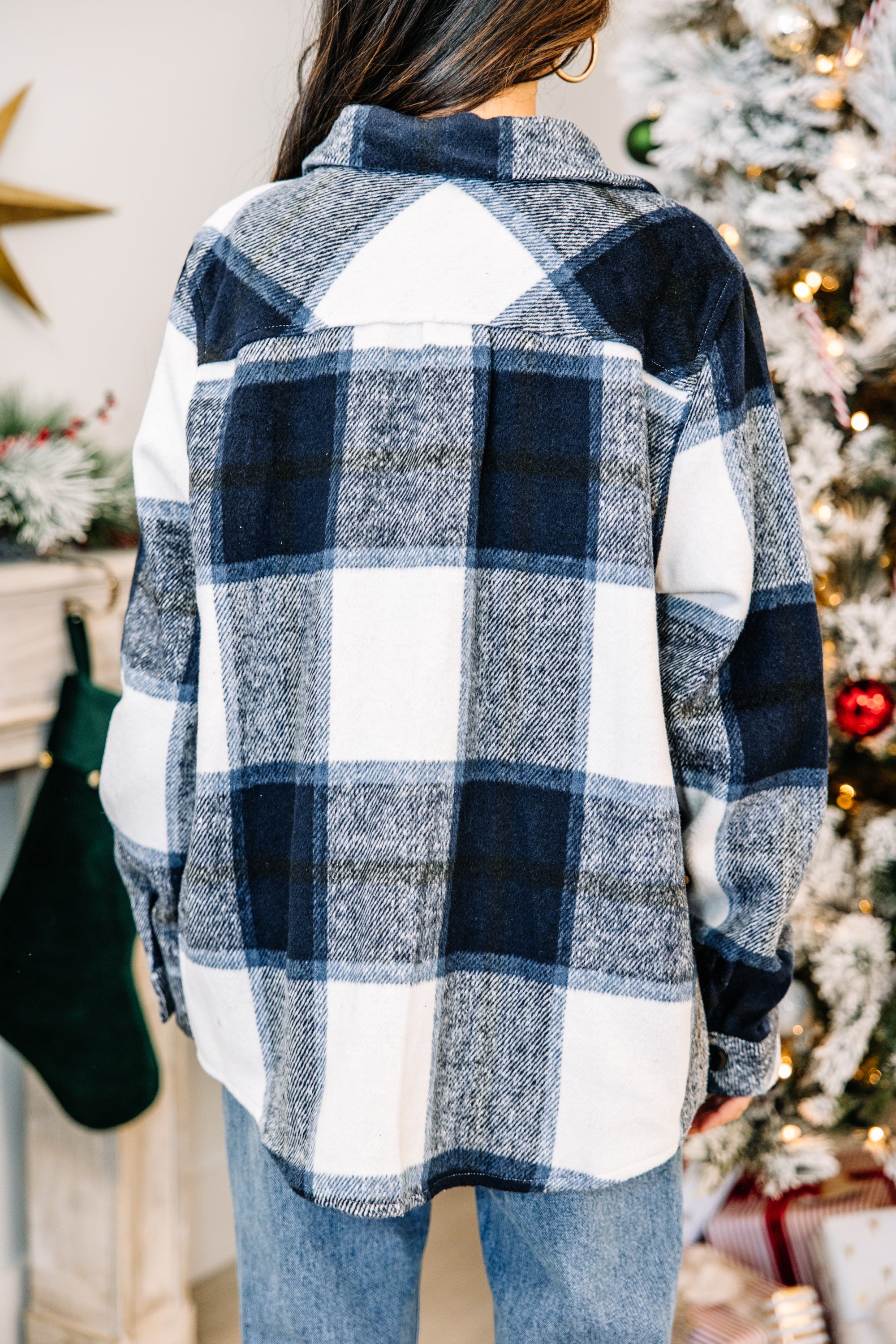 Embrace Your Best Self with Navy Blue Plaid Shacket
