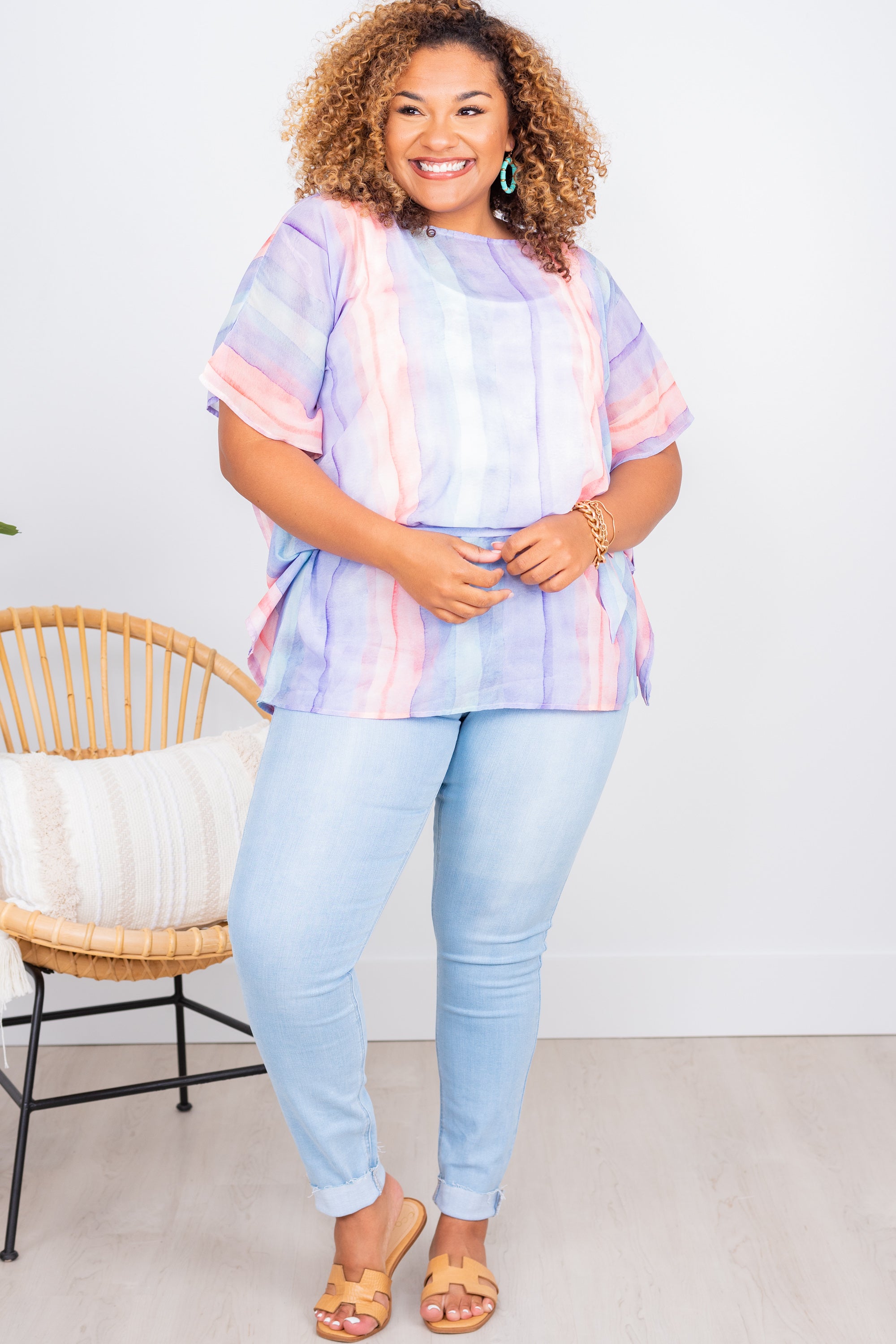 Enchanting Lavender Purple Striped Blouse