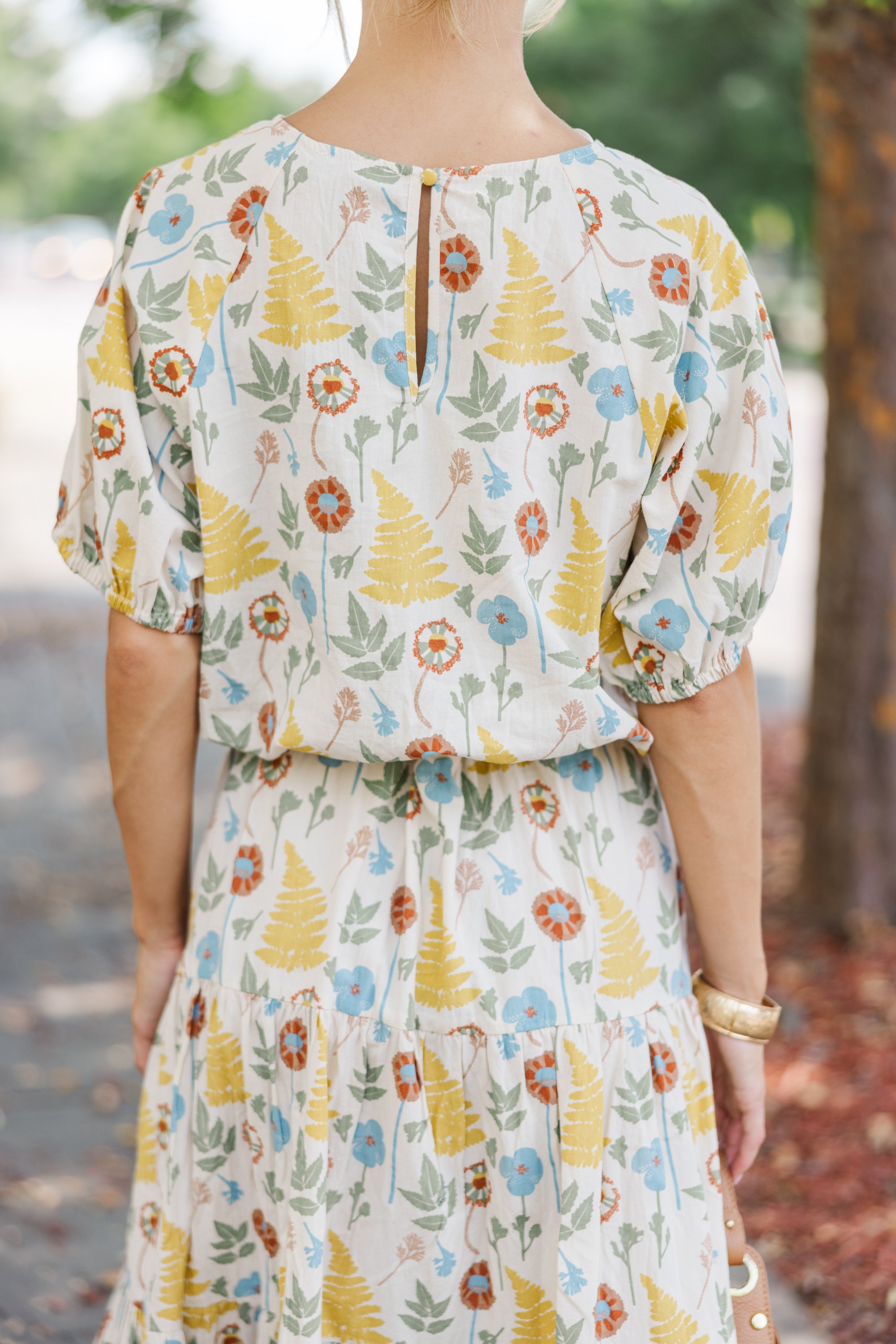 All I Need Natural Floral Cropped Blouse - A Must - Have for Fall!