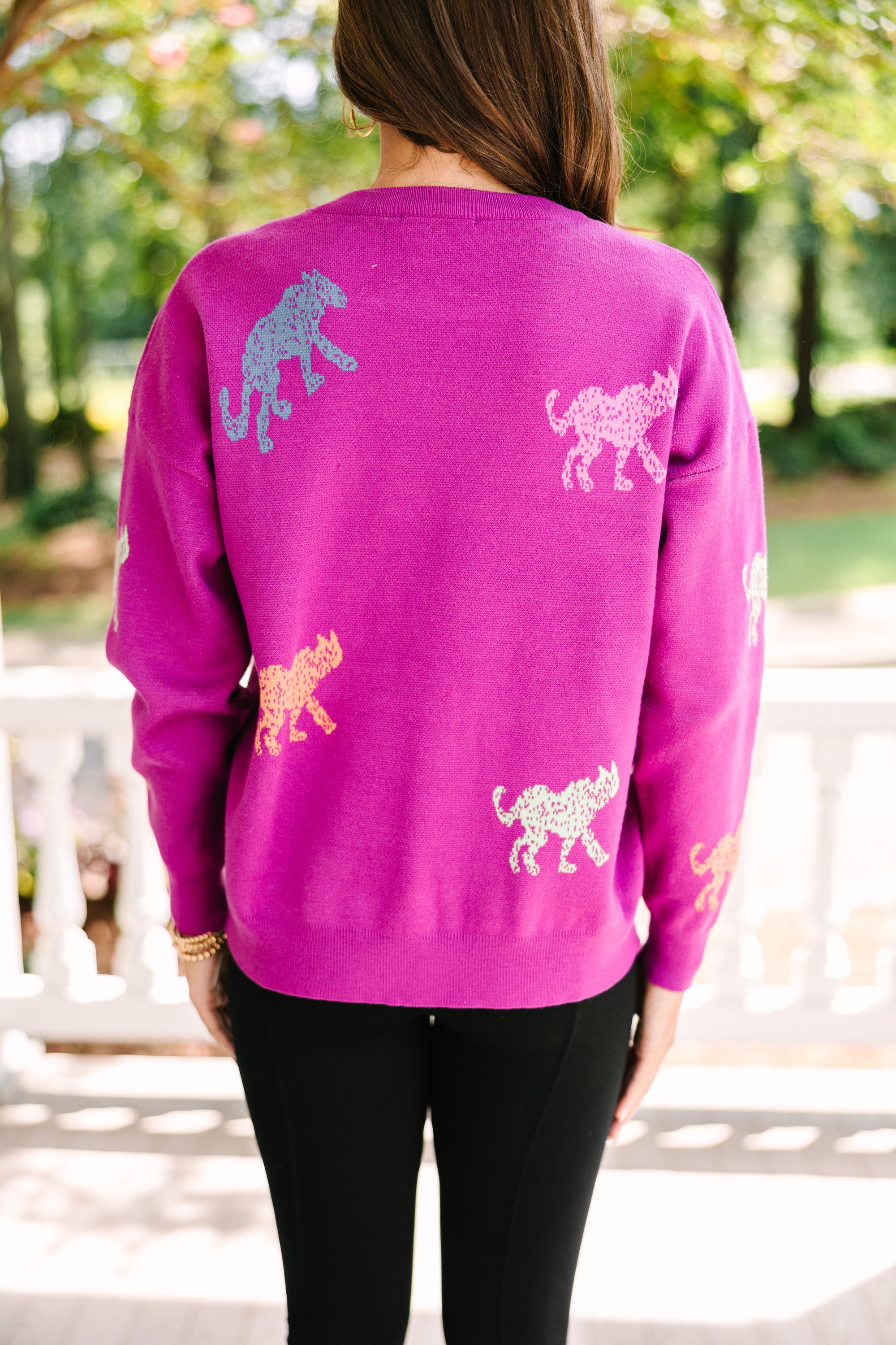 Vibrant Violet Purple Cheetah Sweater: Feel the Fun!