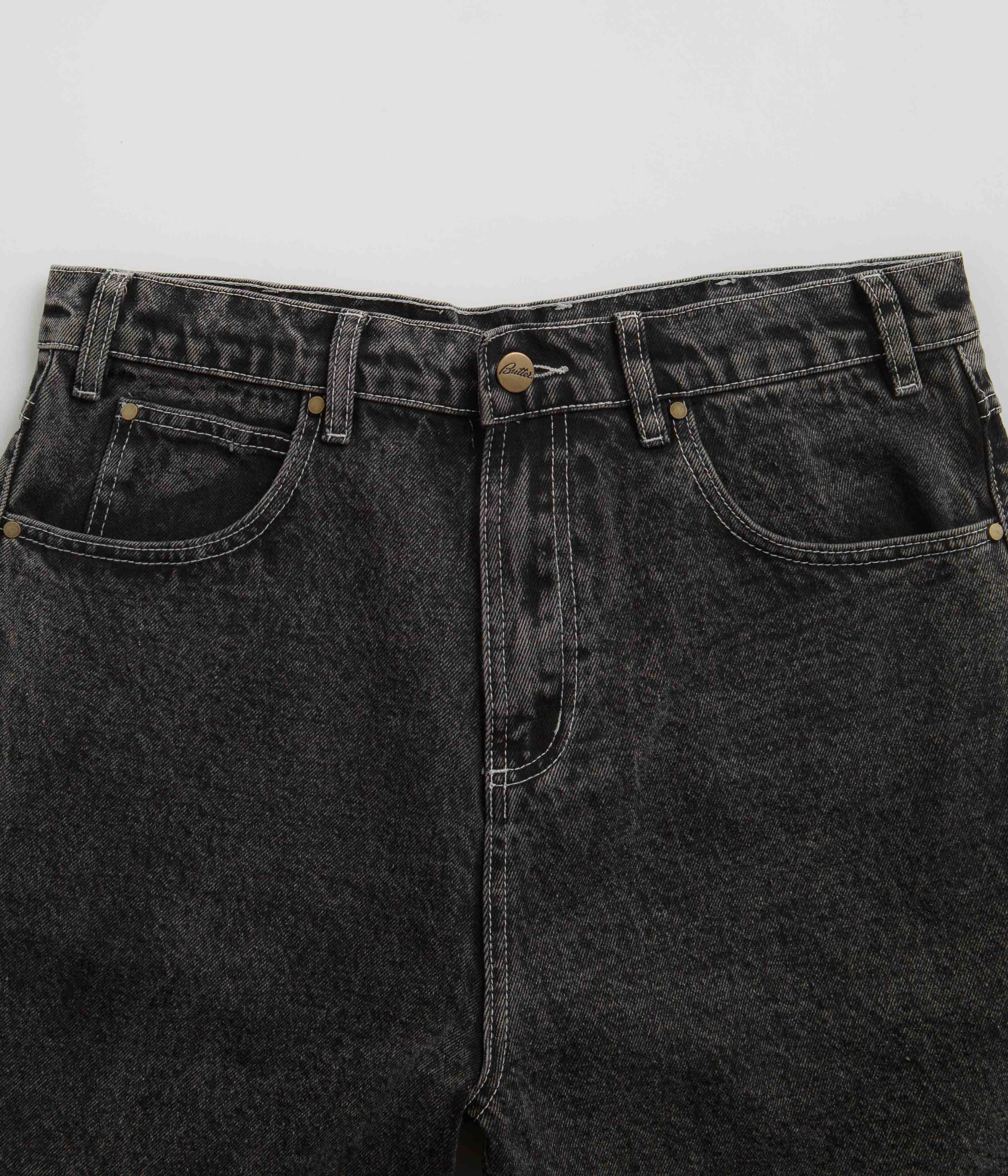 Butter Goods Stunning Applique Denim Shorts in Acid Black - Grab Yours Now!