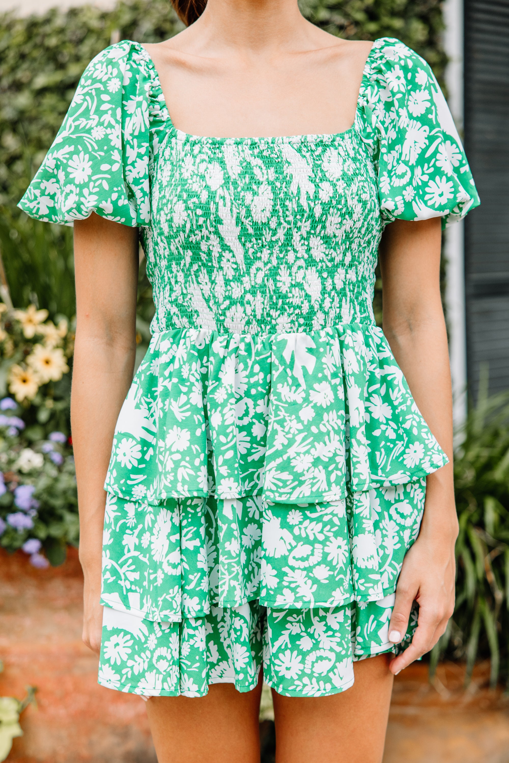 Irresistible Green Floral Romper - Feel So Right!