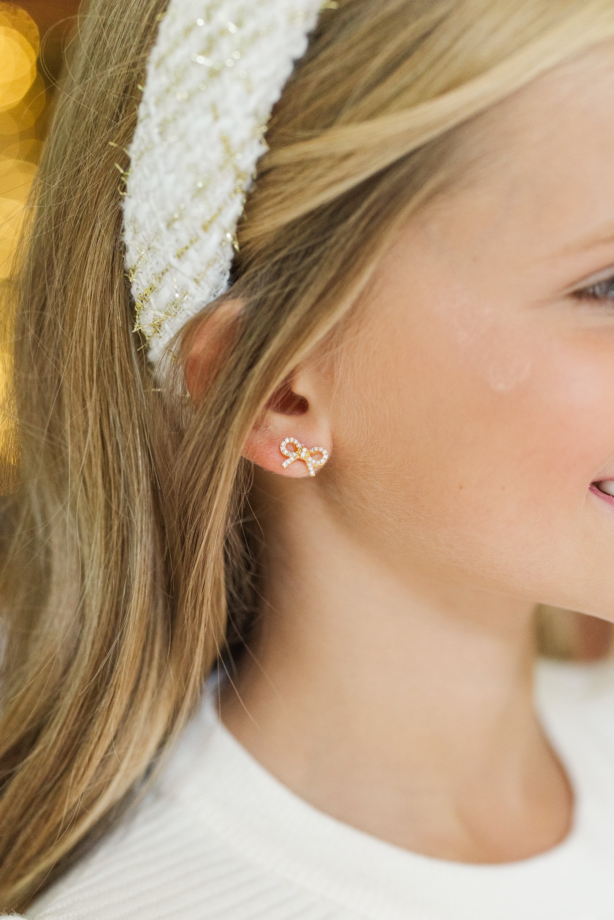 Girls' Second Nature Gold Bow Stud Earrings: A Trendy Delight