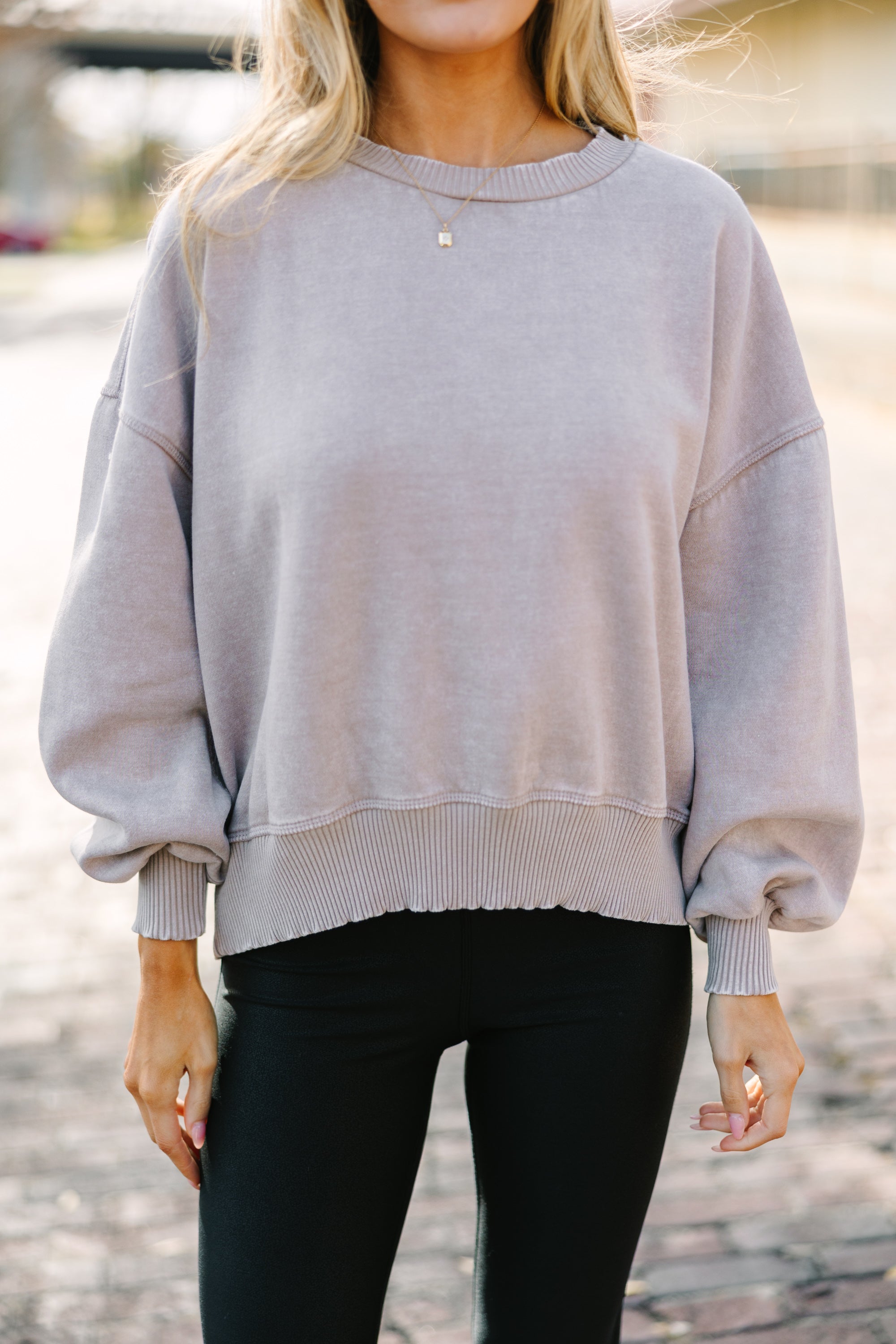 Must-Have Ash Mocha Brown Acid Wash Pullover