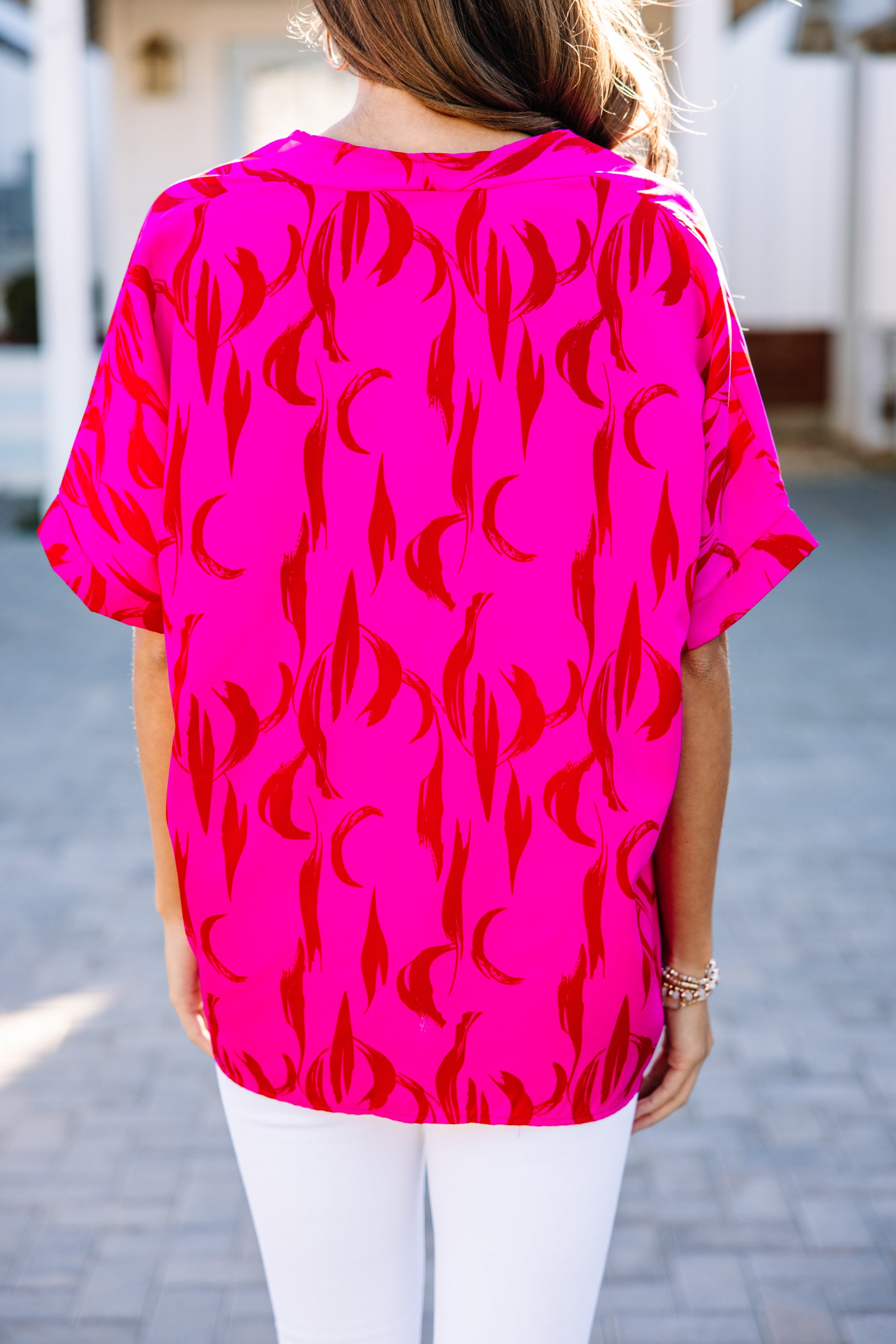 Stunning Hot Pink Abstract Fashion Top
