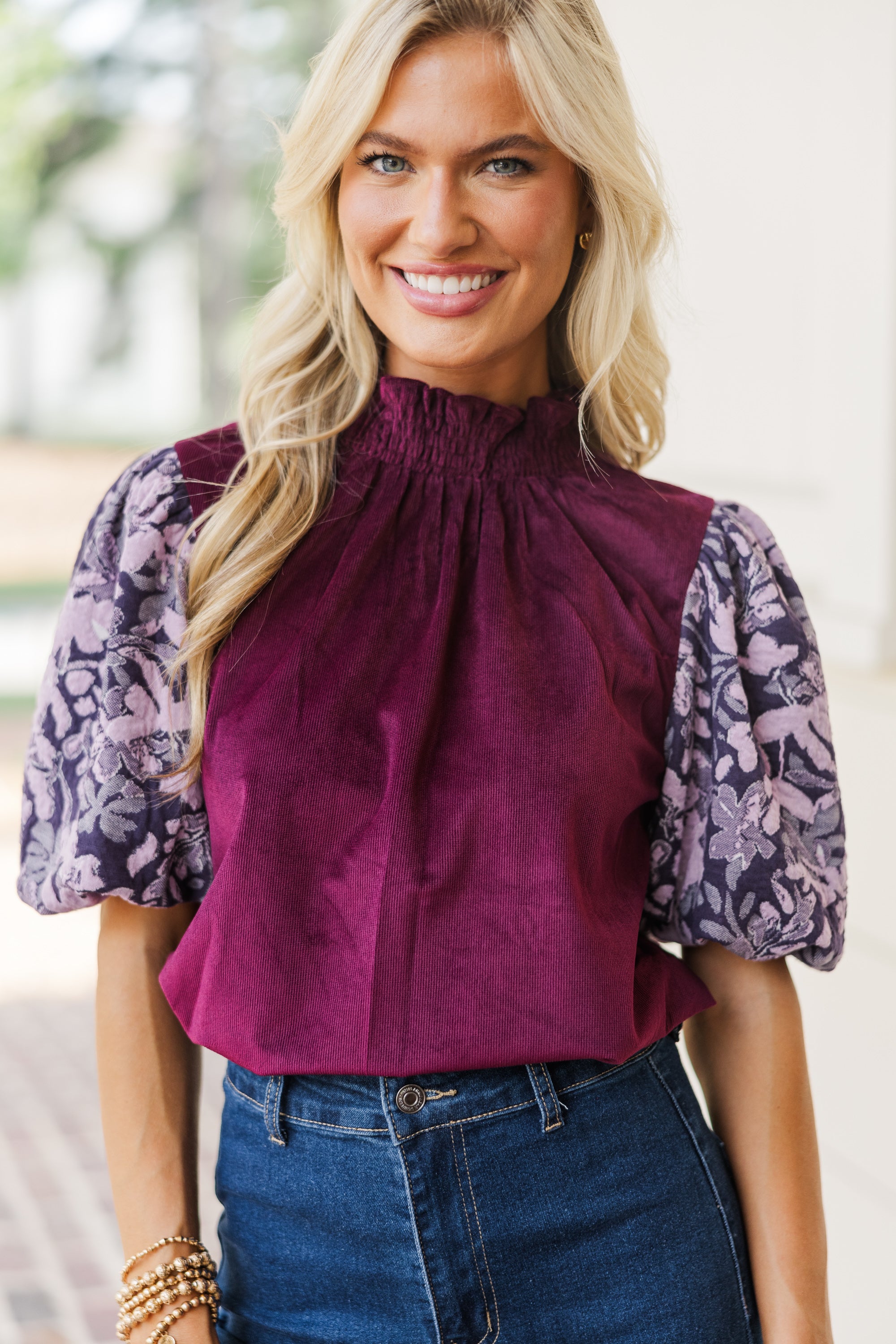 Indulge in the Best Wine Red Corduroy Blouse