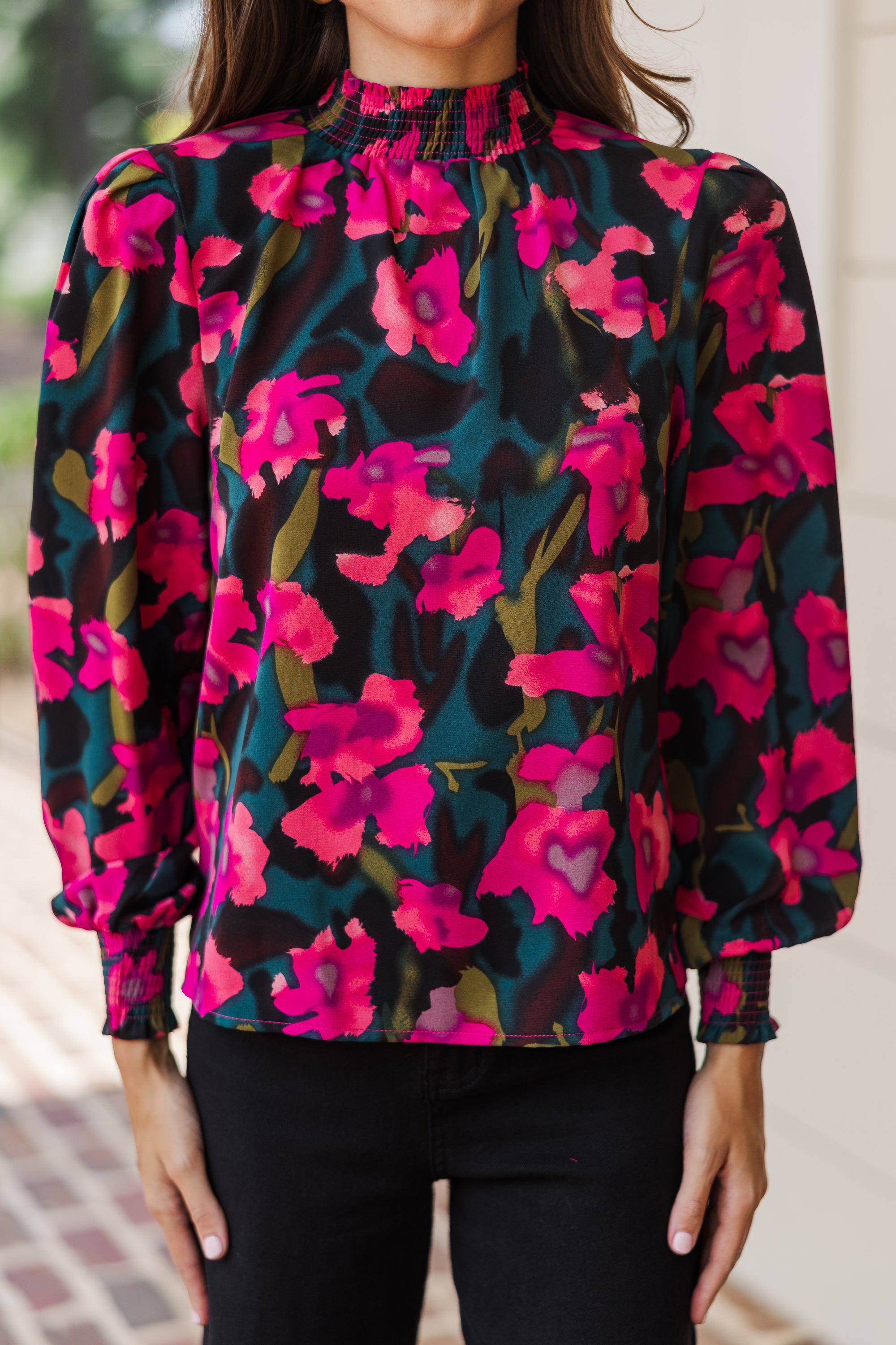 Stunning Teal Floral Blouse - All You Need for Fall!