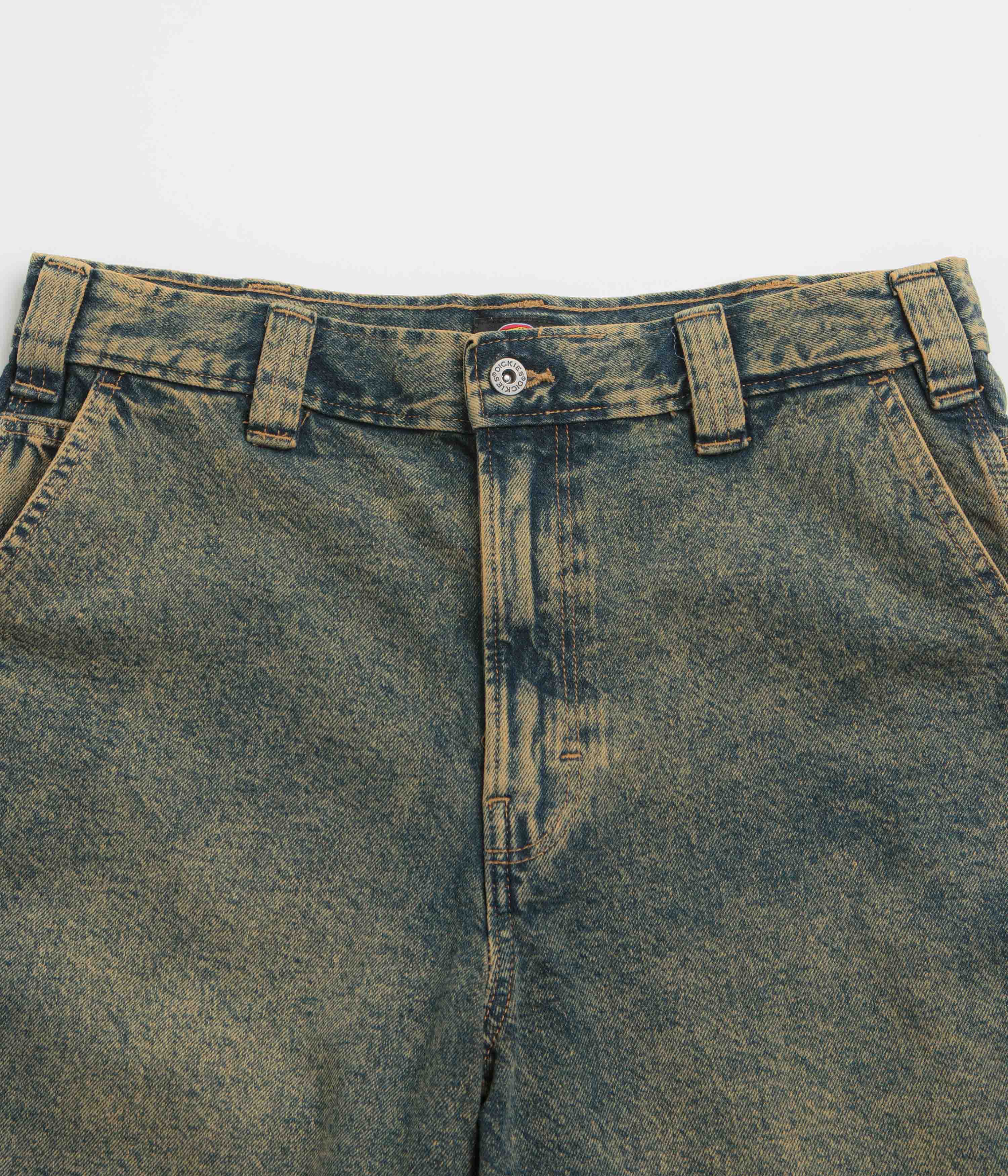 Dickies Madison Denim Shorts - Stunning Yellow Fade Indigo