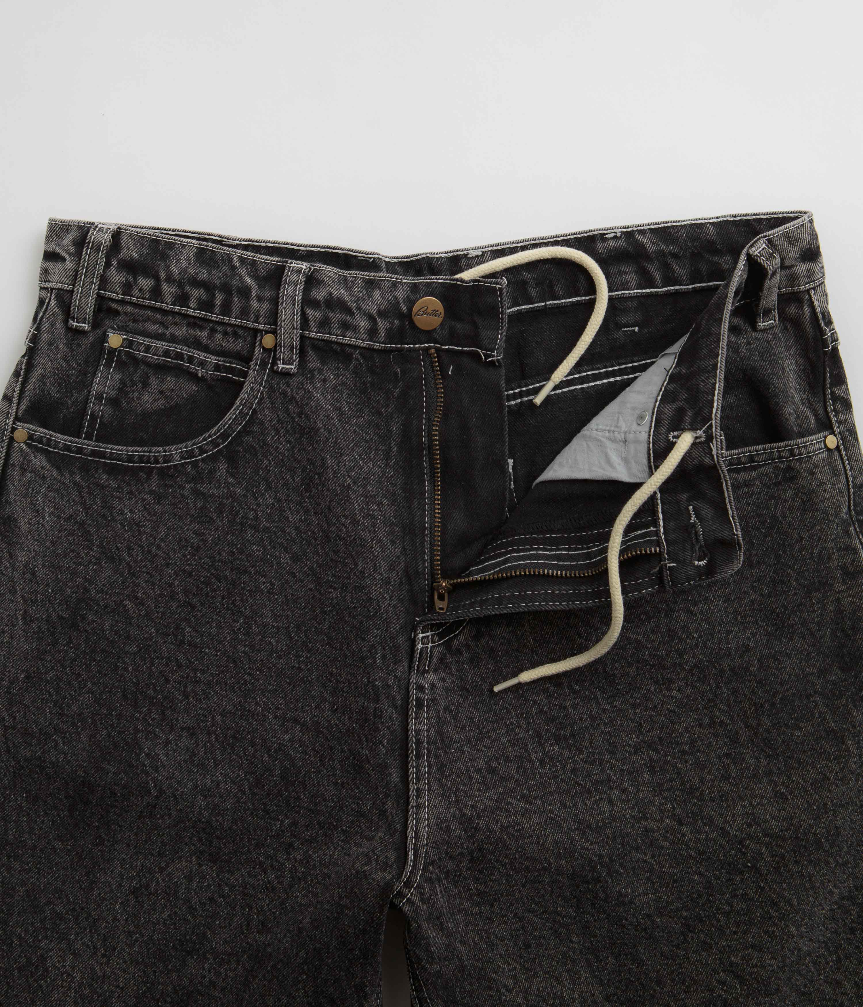 Butter Goods Stunning Applique Denim Shorts in Acid Black - Grab Yours Now!