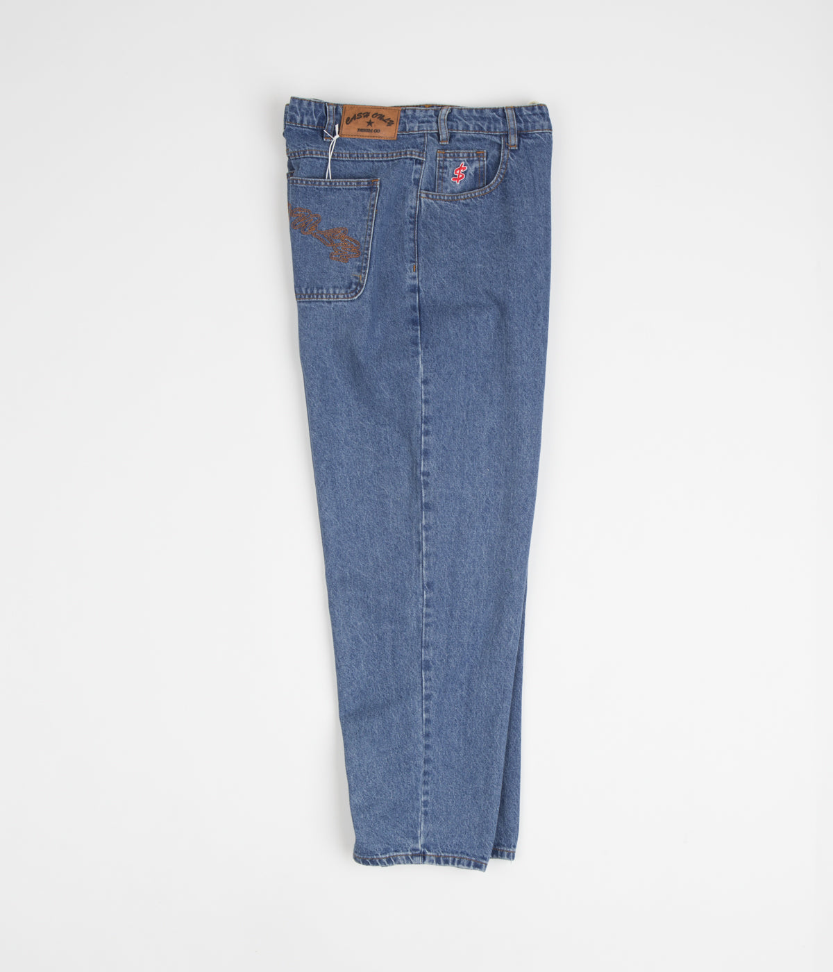 Cash Only Washed Indigo & Gold Baggy Jeans - Must-Have for Skate Lovers!