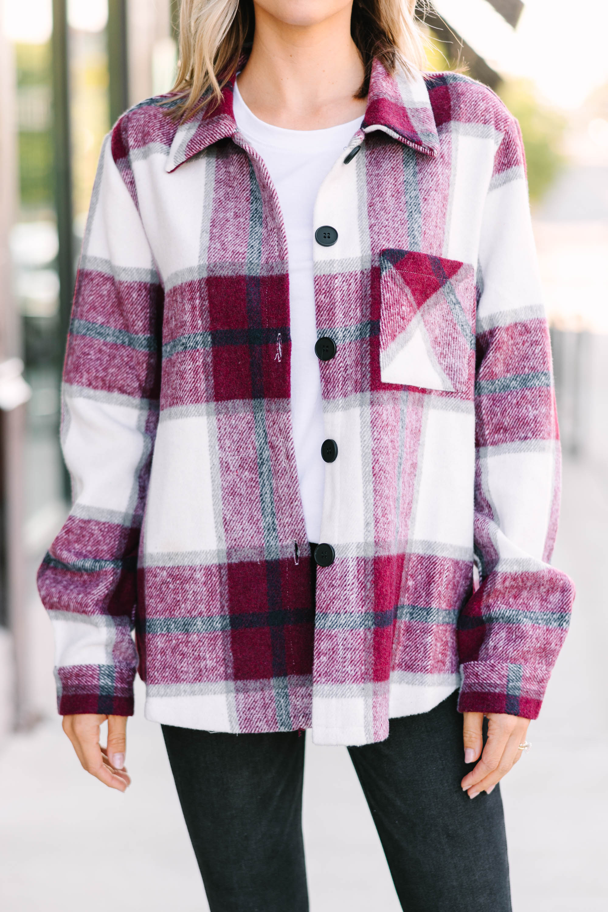 Unleash Your Best Self in Burgundy Red Plaid Shacket