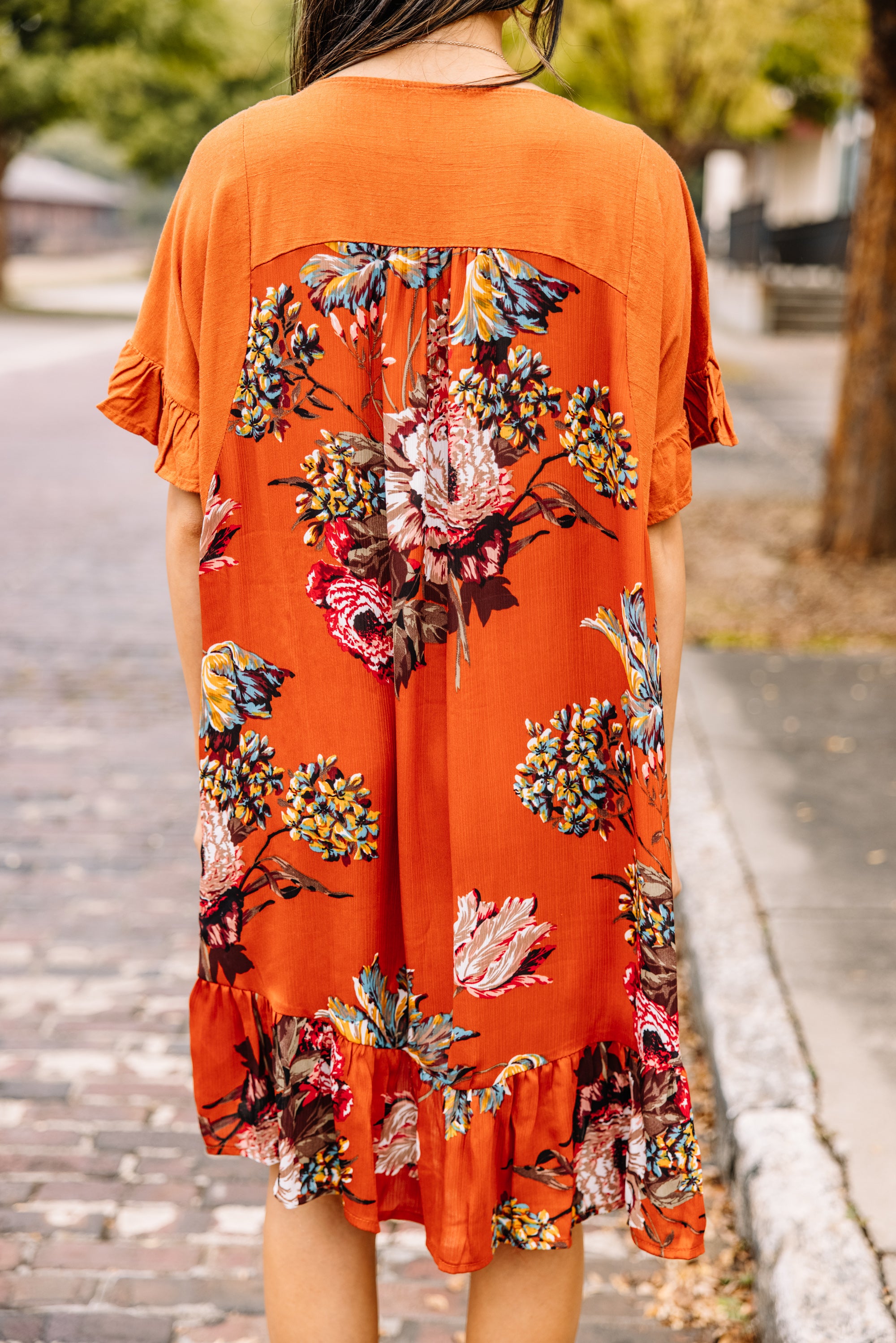 Gorgeous Sunset Orange Floral Dress - A Must-Have!