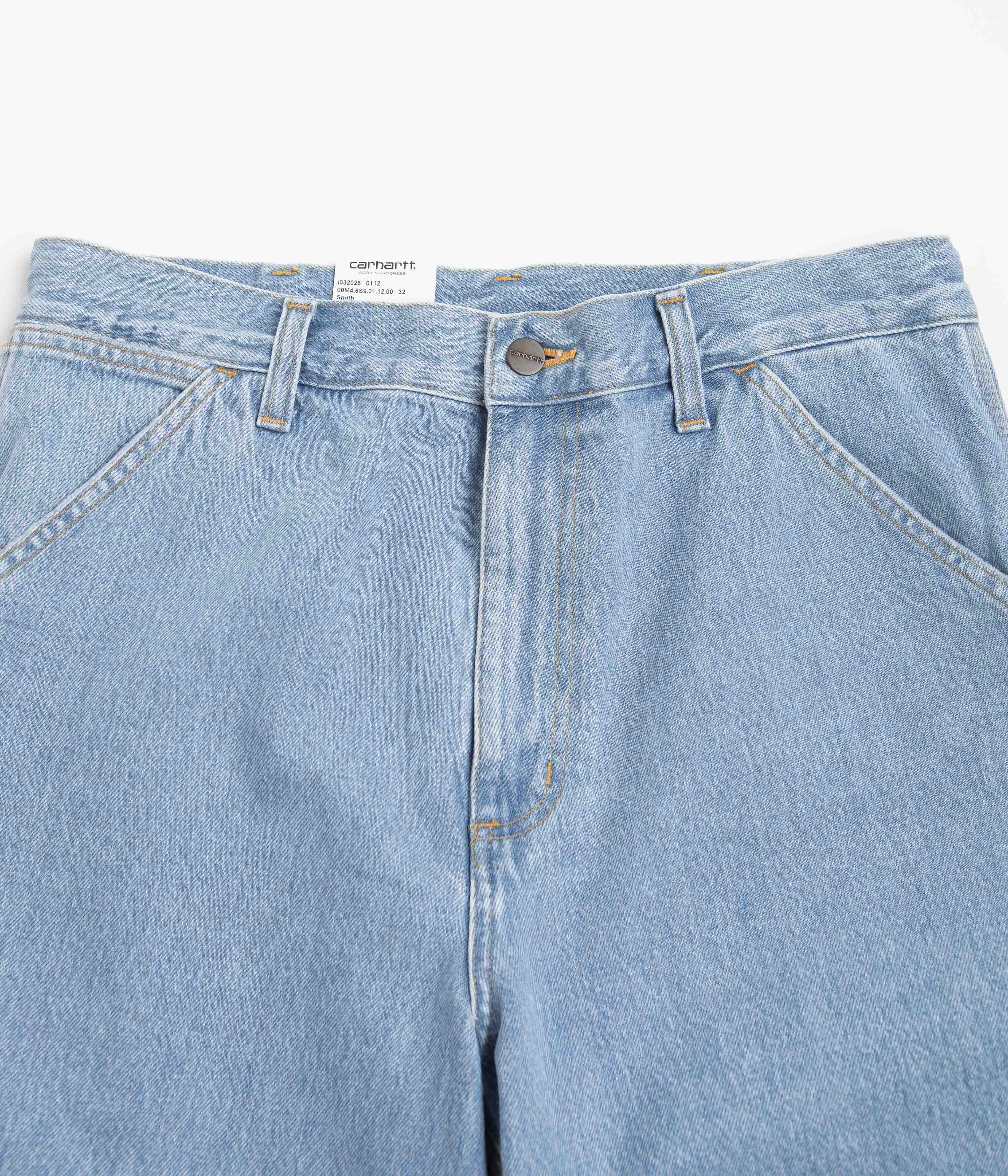 Carhartt Stone Bleached Blue Single Knee Shorts - A Must-Have!