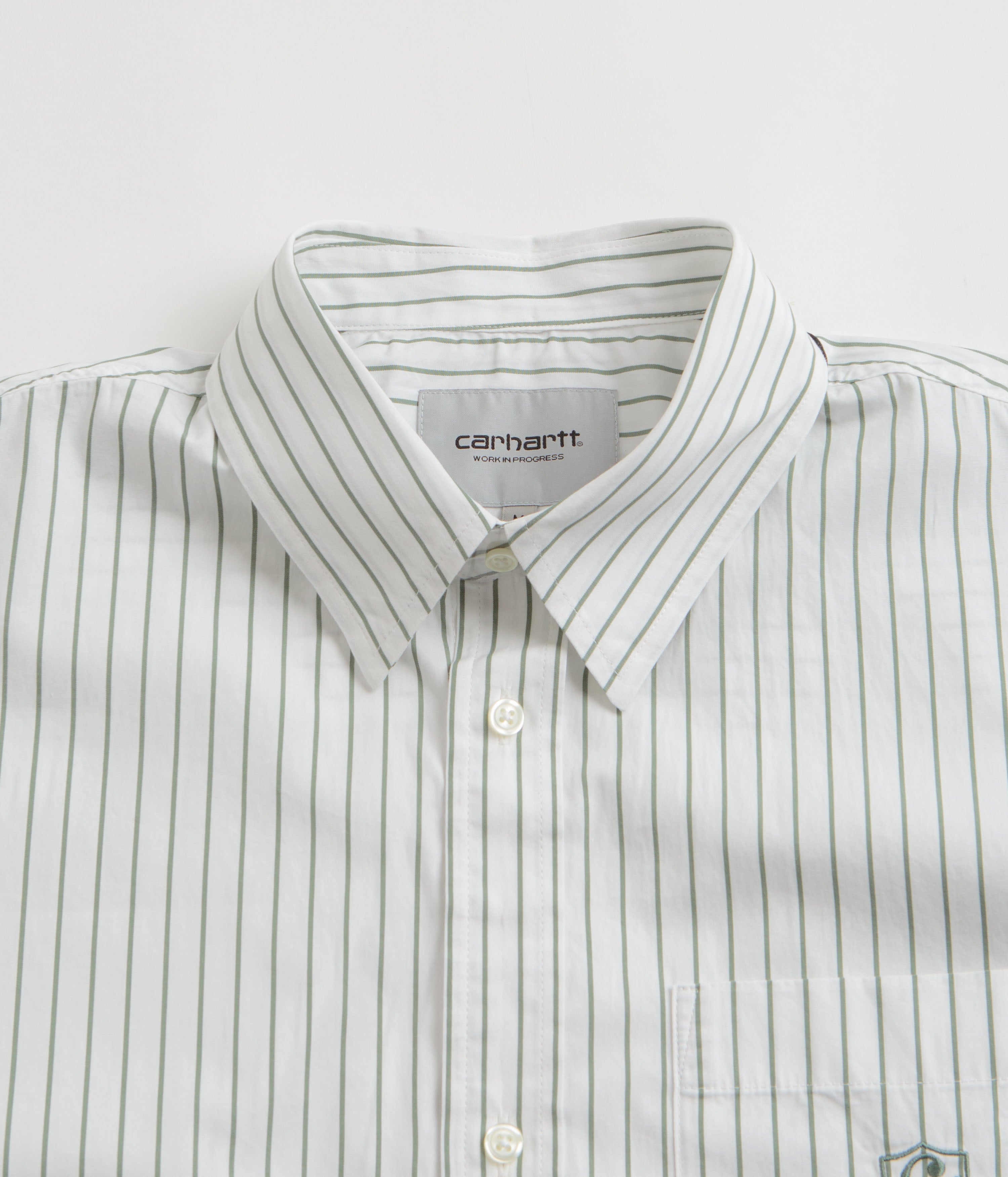 Carhartt Linus Stripe Poplin Short Sleeve Shirt - Park/White: A Must - Have for Style Lovers