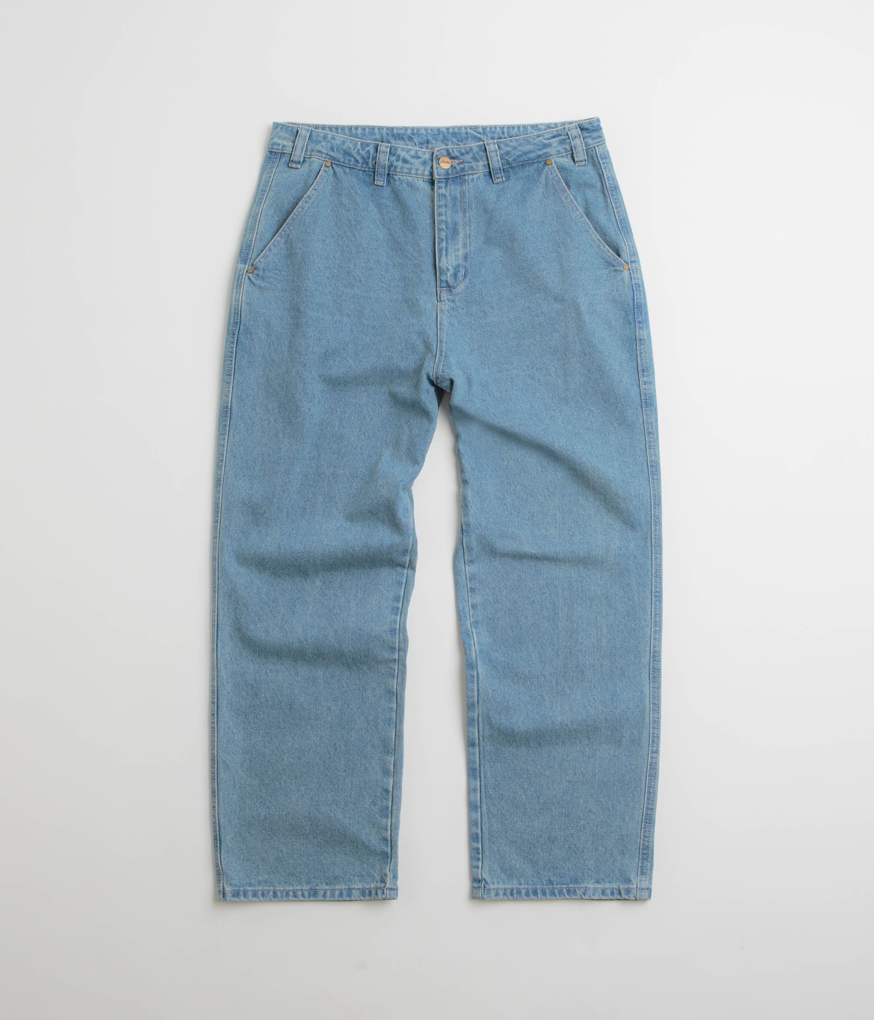 Butter Goods Distressed Washed Indigo Work Pants - Baggy Style