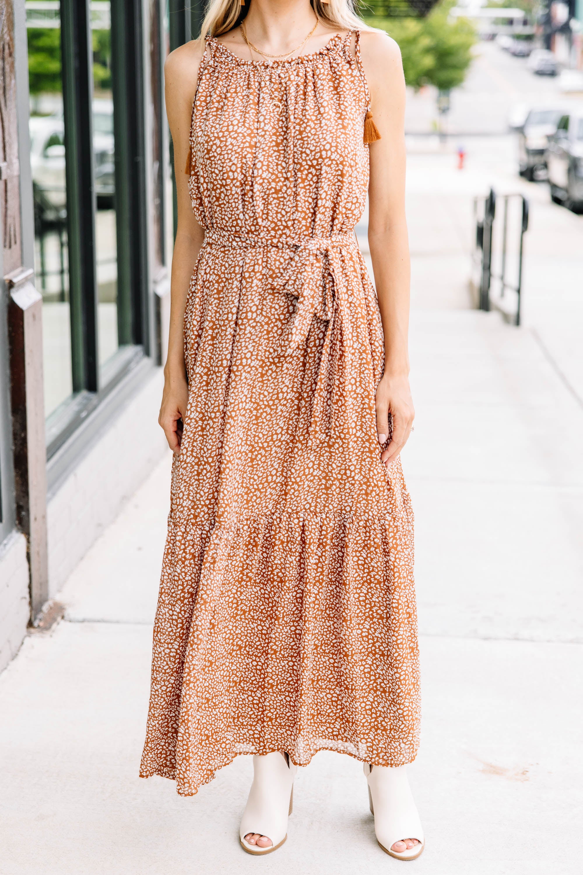 Irresistible Brown Ditsy Leopard Maxi Dress - Capture All Your Love!