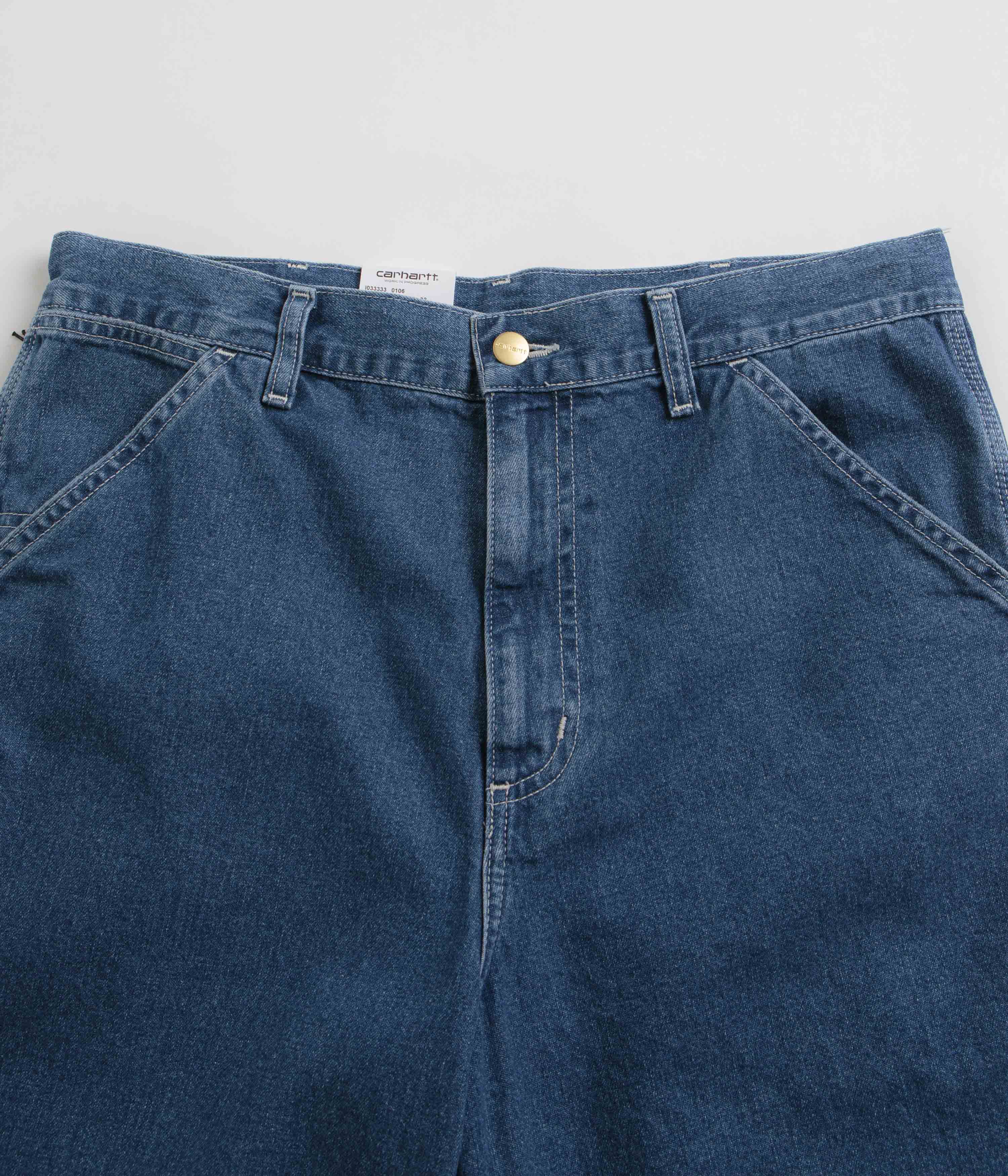 Carhartt Blue Stone Washed Simple Shorts - Timeless Style!