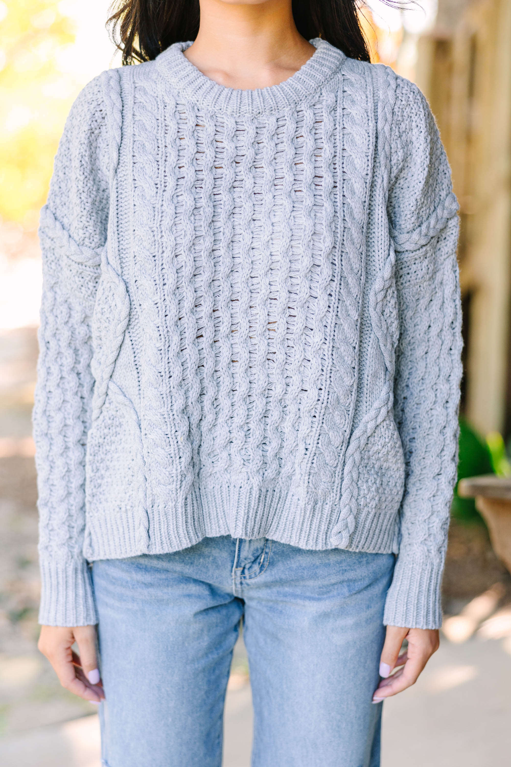 Be The Best: Gray Cable Knit Cozy Sweater
