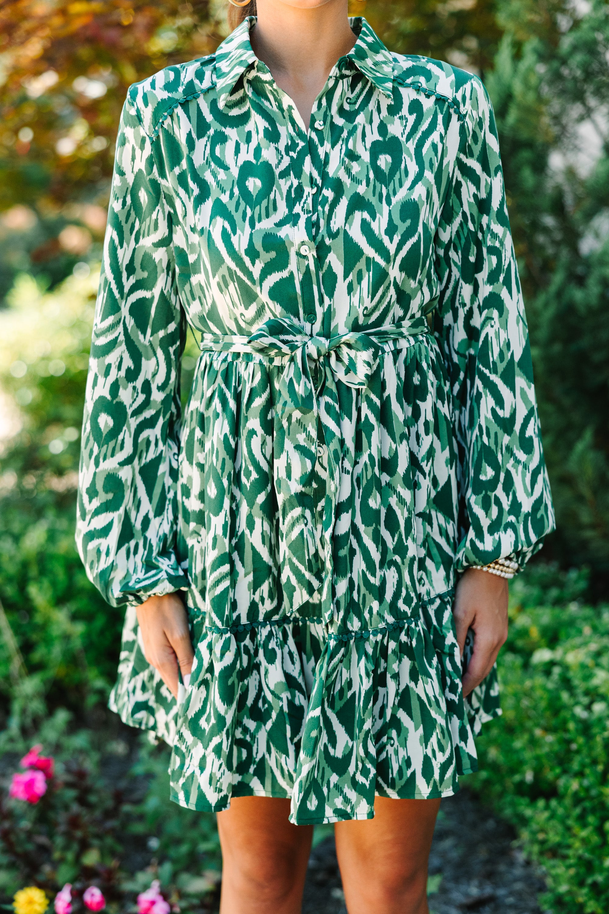 Enchanting All In Love Green Abstract Dress