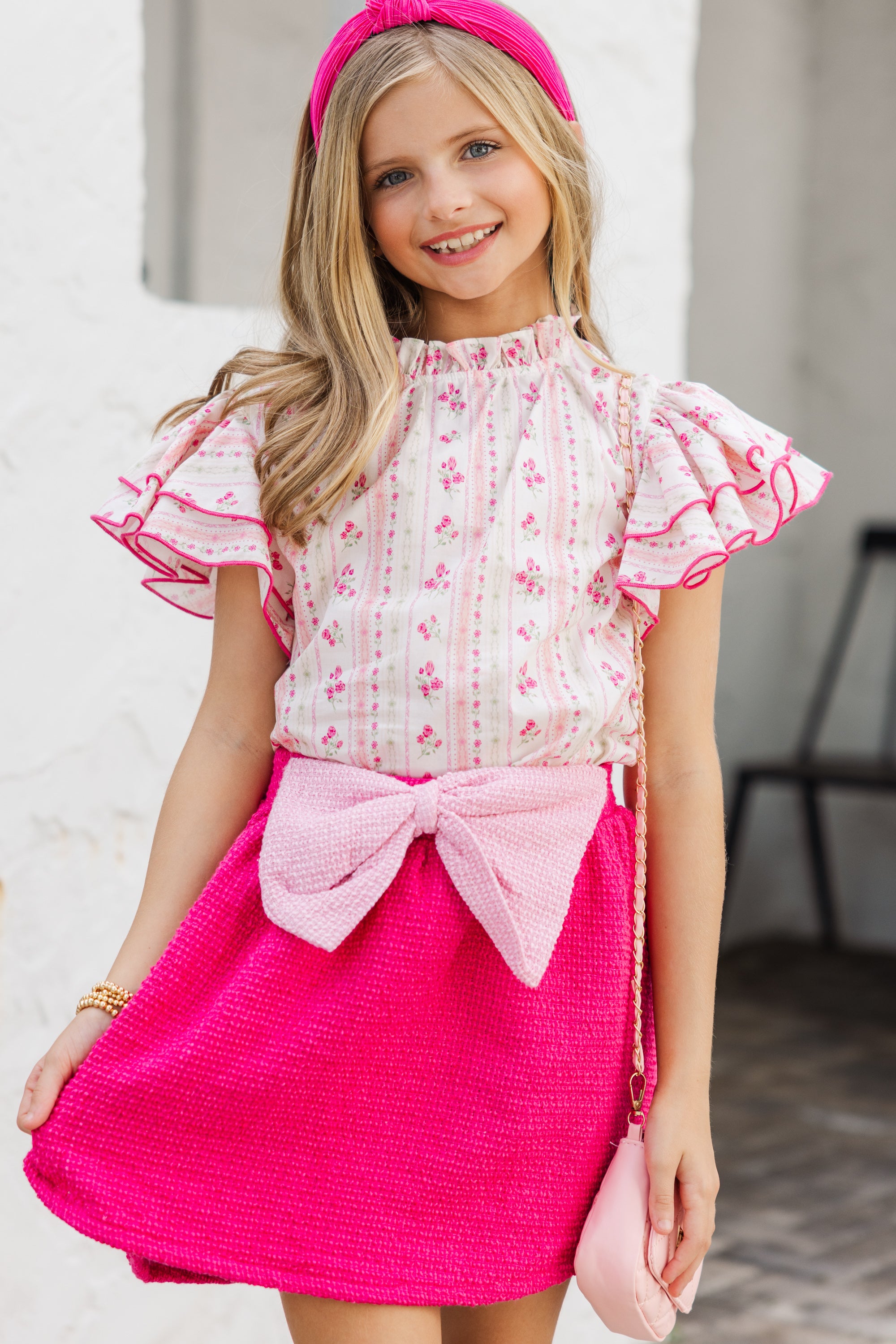 Adorable Pink Ditsy Floral Blouse for Girls - A Springtime Must-Have!