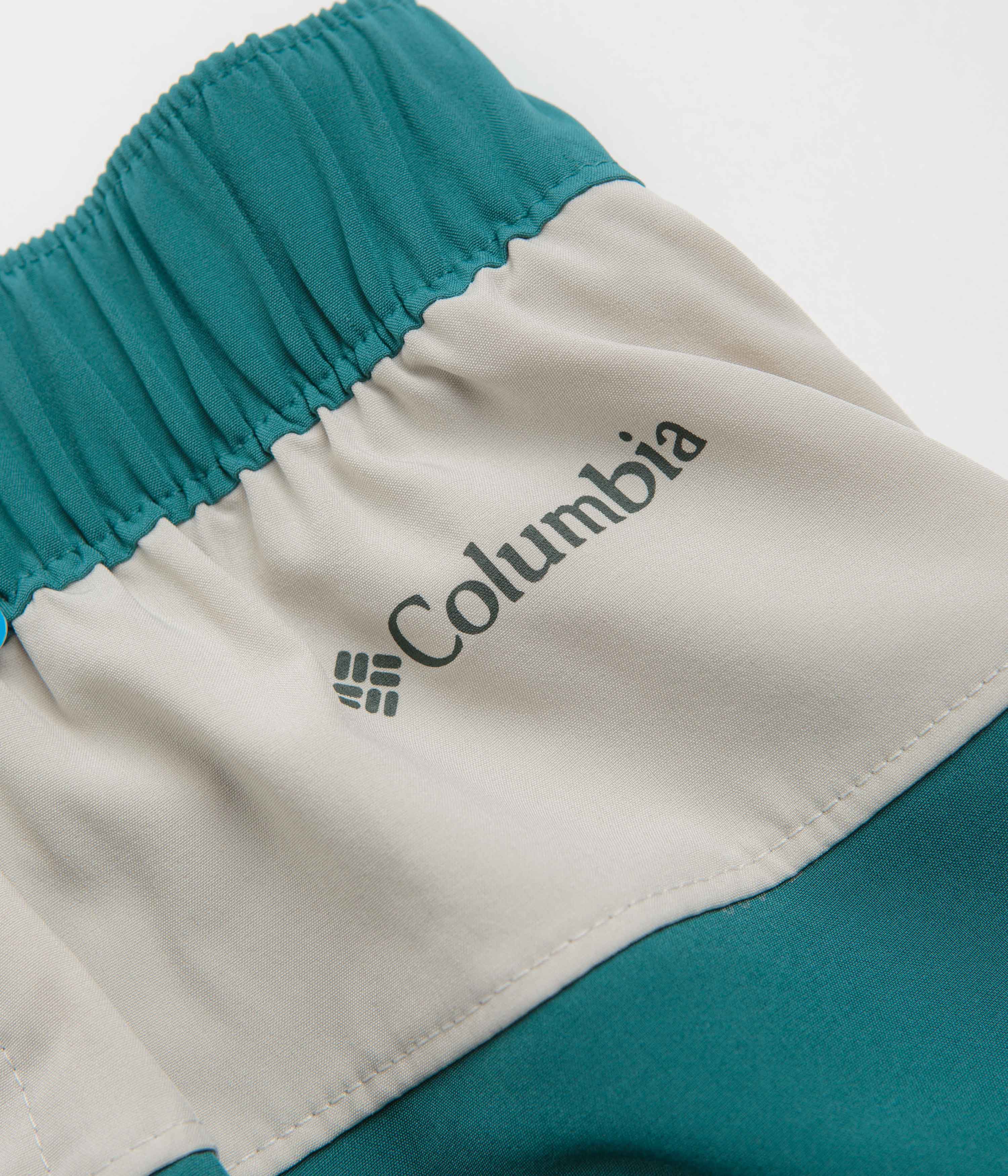 Columbia River Blue & Dark Stone Hike Color Block Shorts - Must-Have for Outdoor Enthusiasts!