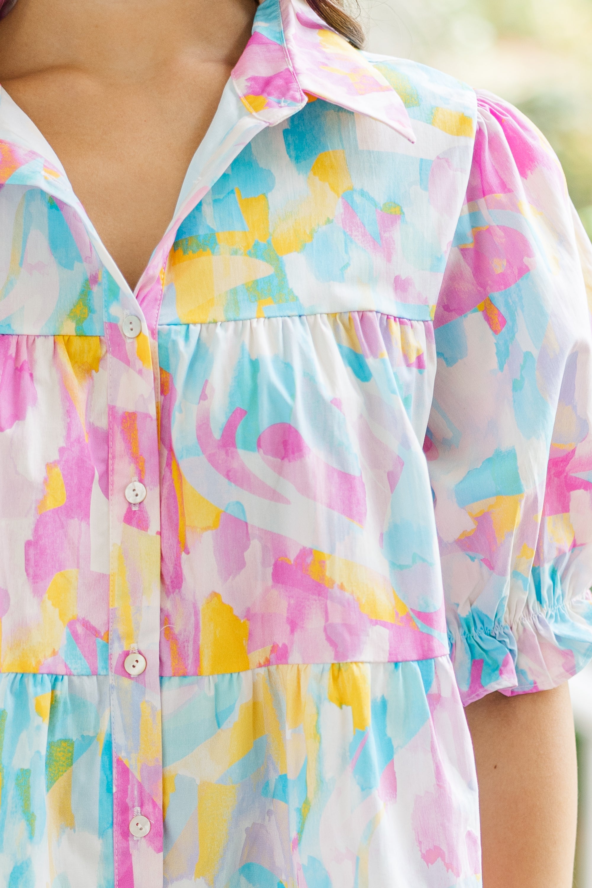 Gorgeous Pink Abstract Babydoll Dress for Blissful Moments