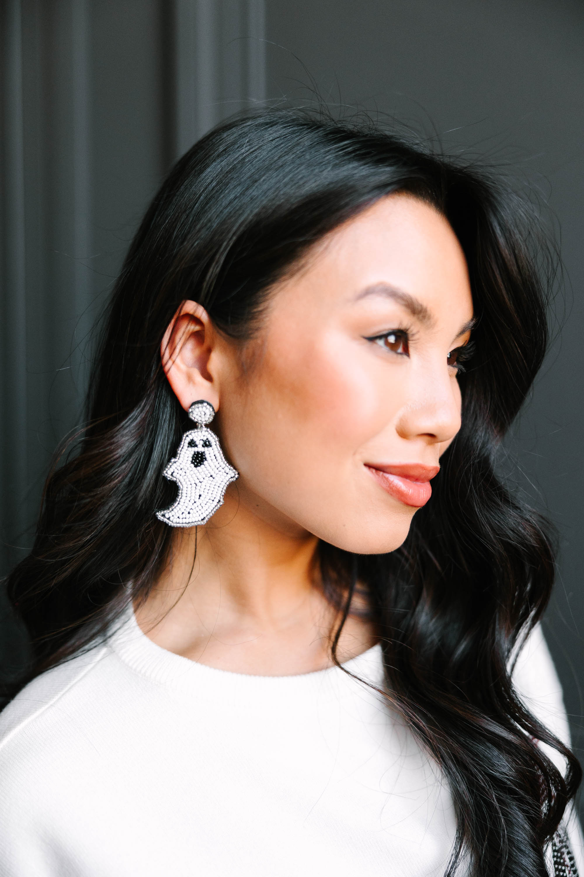 Adorable Halloween Ghost Beaded Earrings
