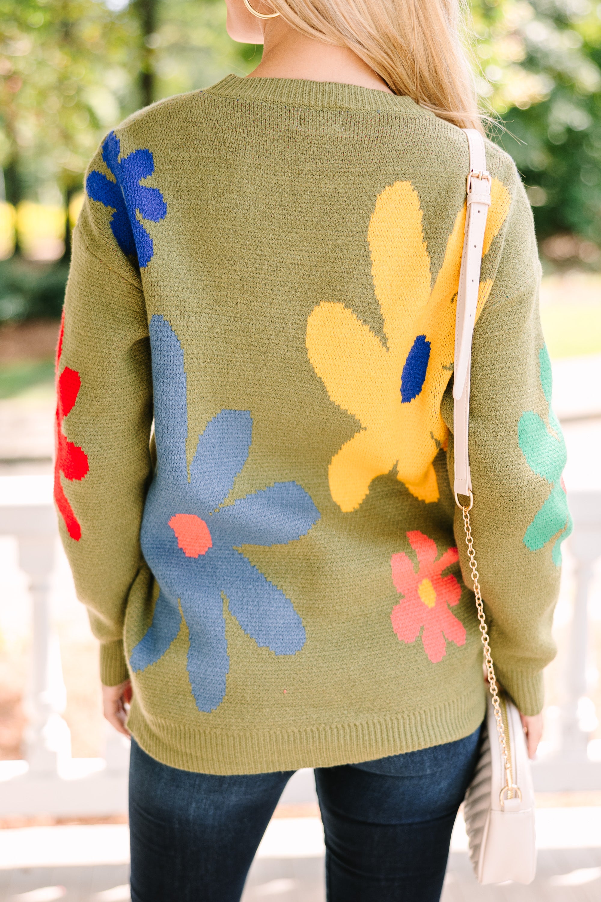Gorgeous All-On-You Olive Green Floral Sweater