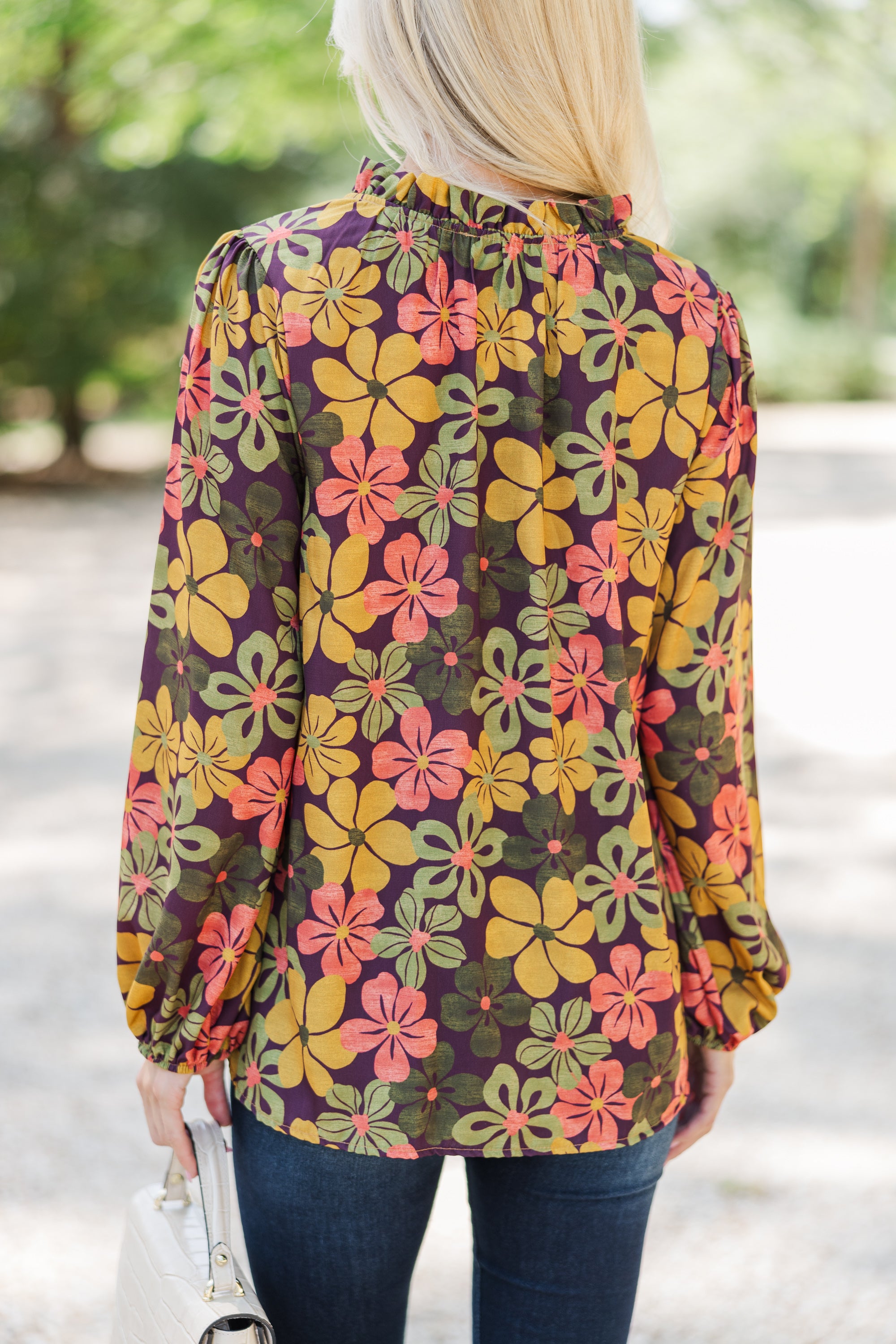 Gorgeous All-In-One Olive Green Floral Blouse