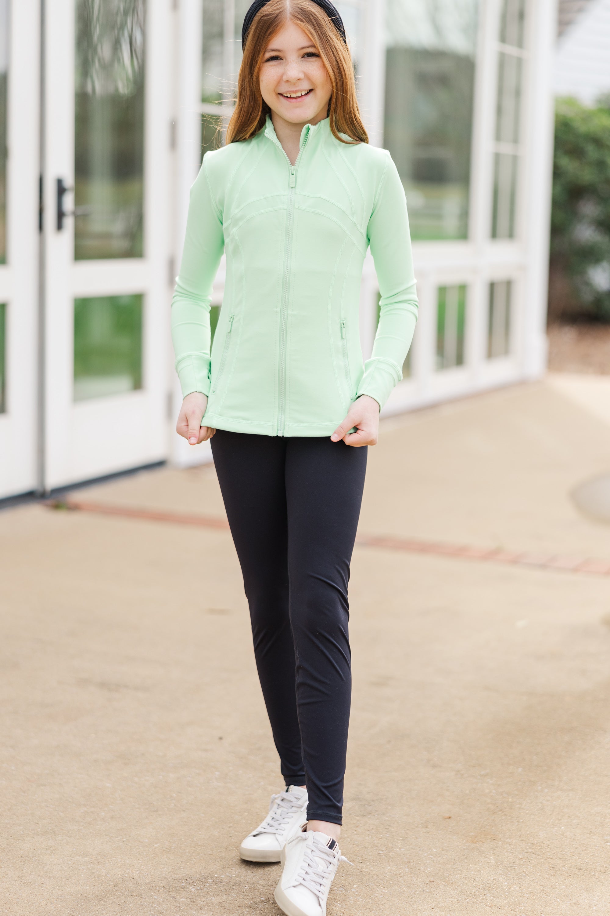 Stylish Girls' Mint Green Athletic Jacket: Own Your Style!