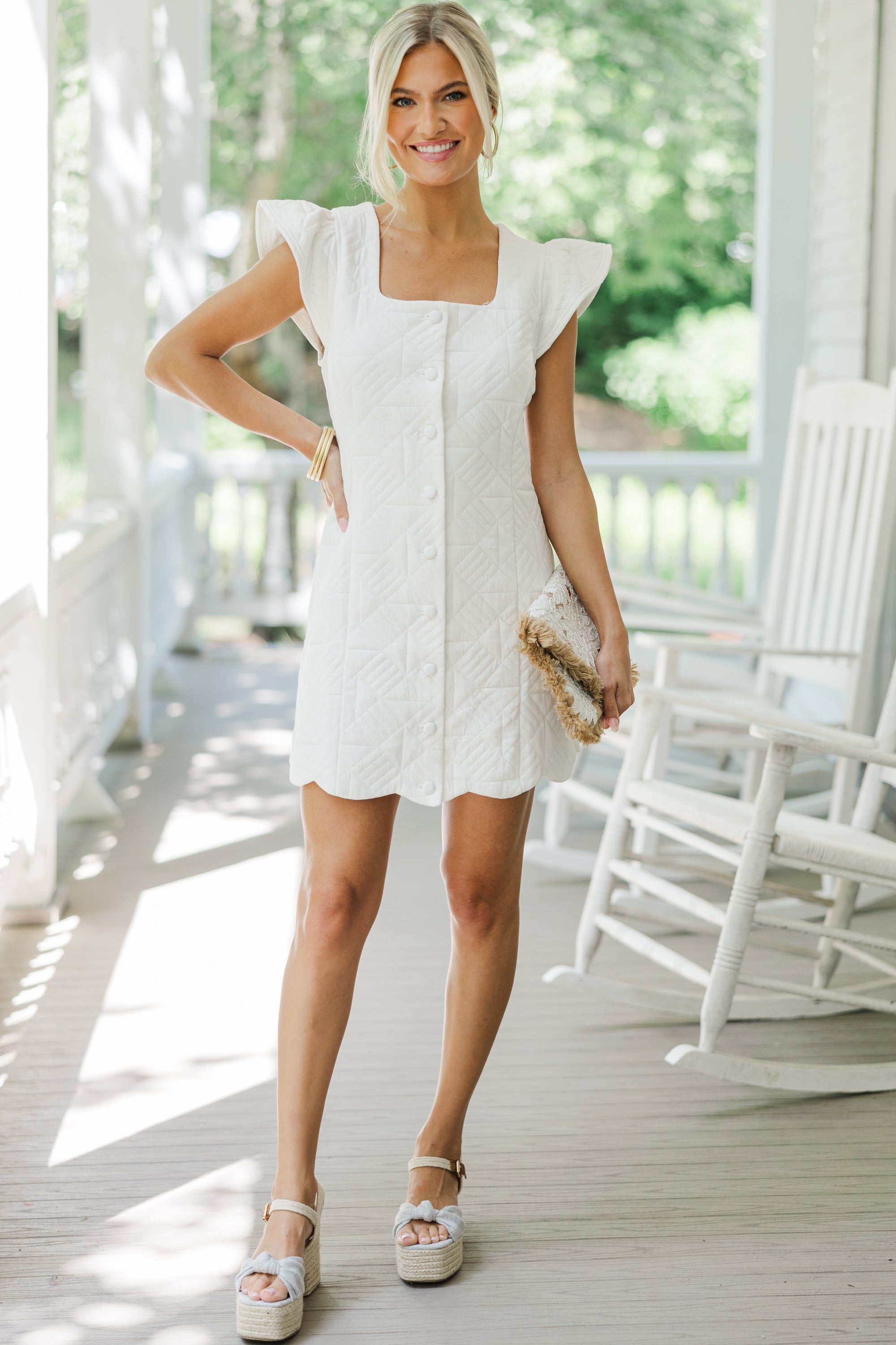 Enchanting Off - White Shift Dress for Special Occasions