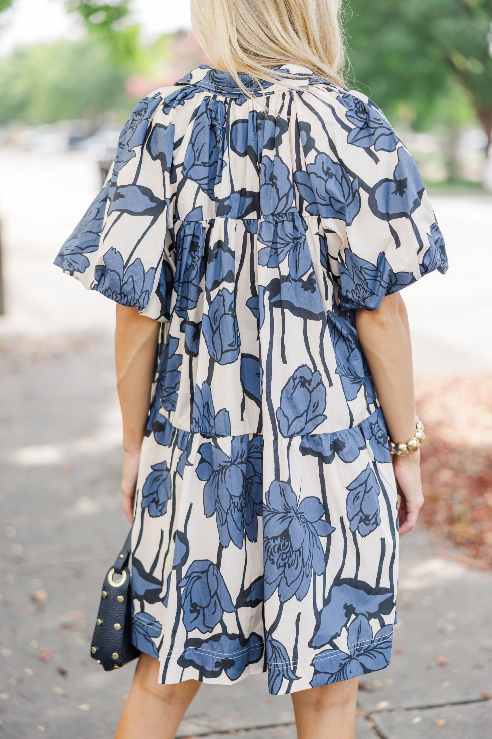 Aureum: Stunning Blue Floral Babydoll Dress for All-Day Charm