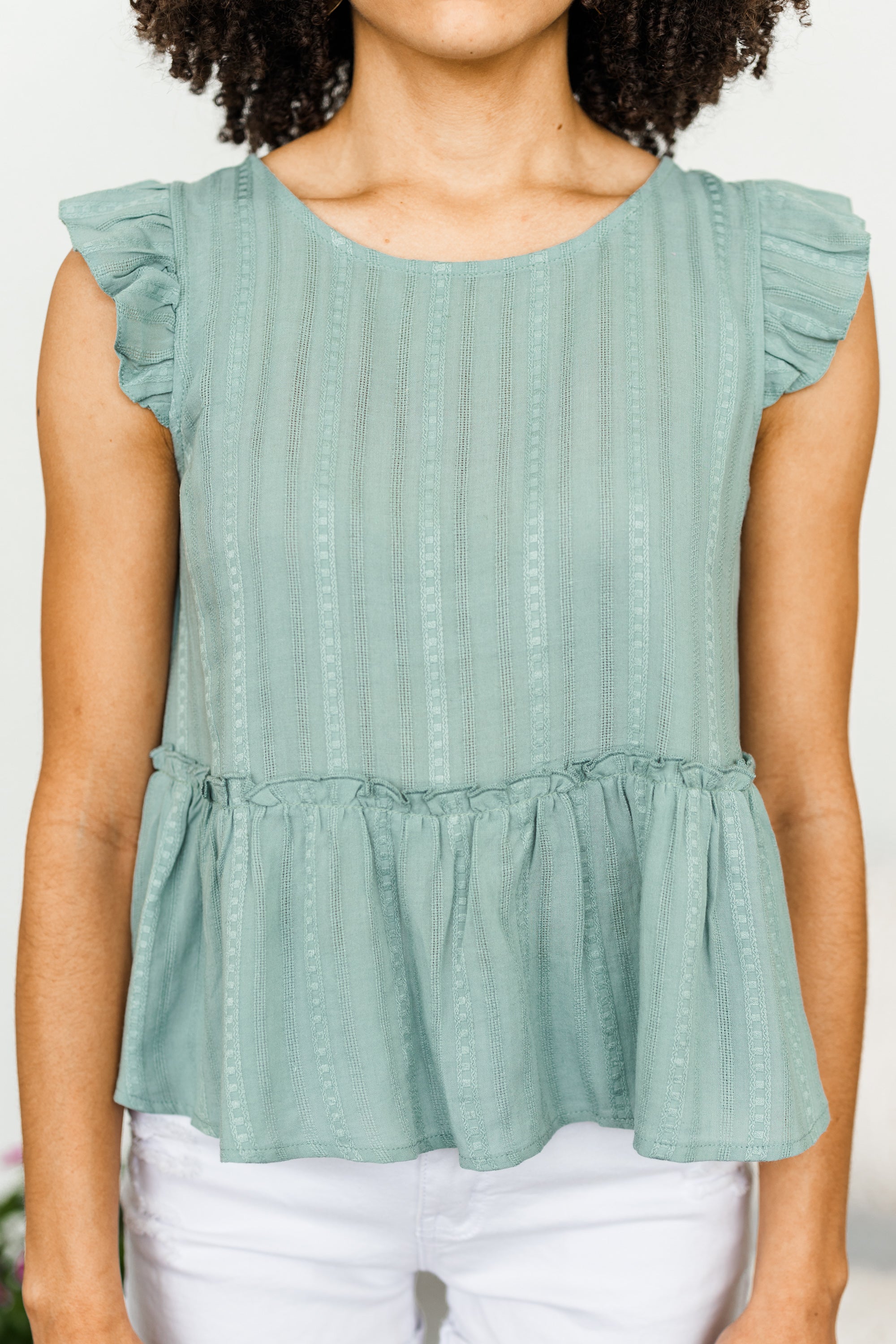 Love-Inspired Sage Green Babydoll Top