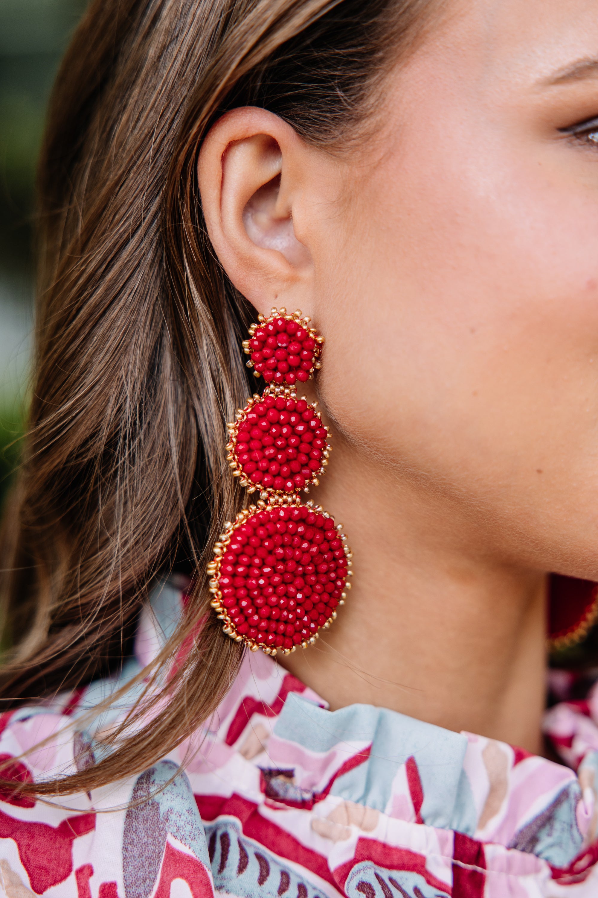 Be The One Stunning Dark Red Beaded Earrings