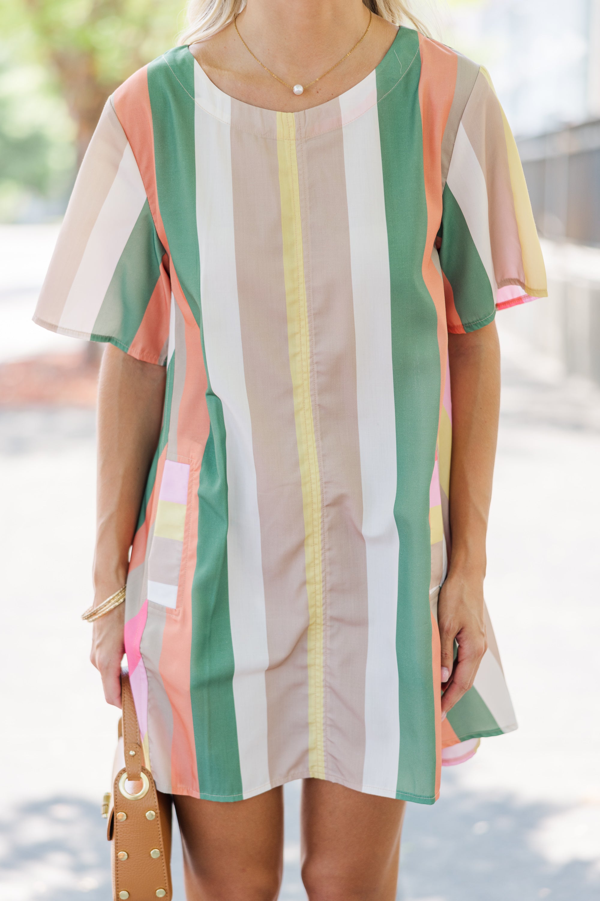Seize the Moment Olive Striped Dress