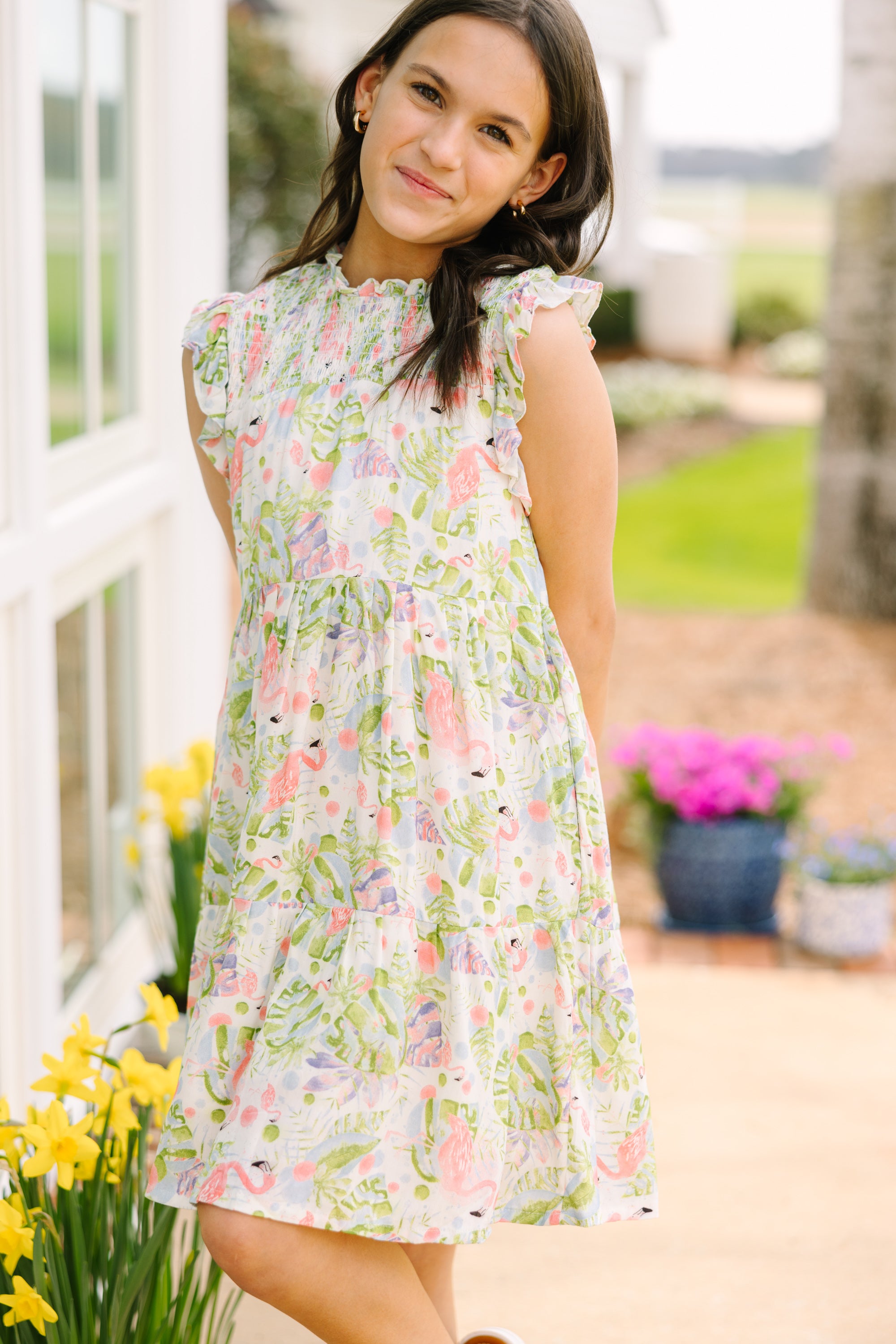 Girls' Pink Flamingo Tropical Sun Dress - Be a Sunshine Star!