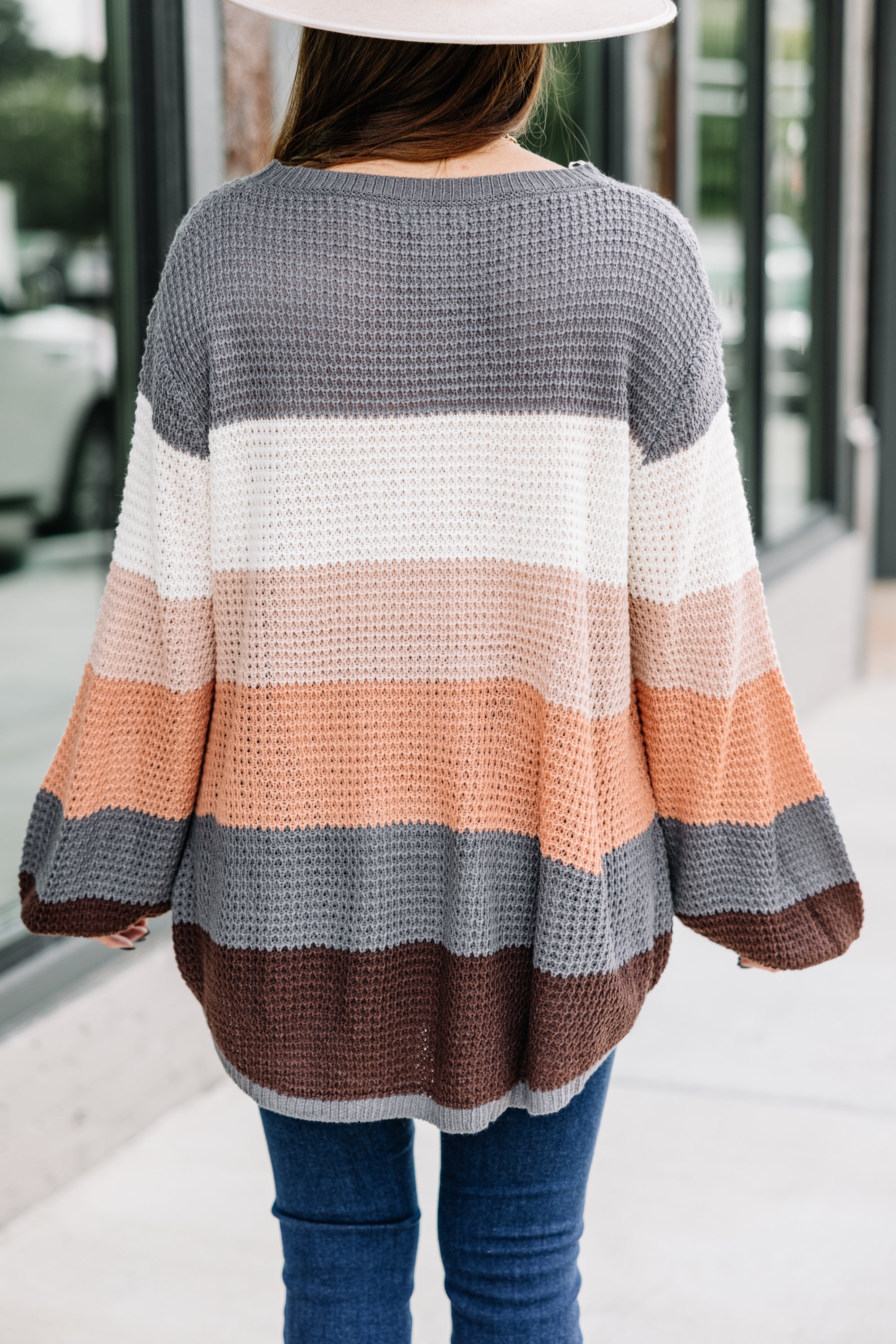 Fall in Love with the Be With You Gray Colorblock Sweater