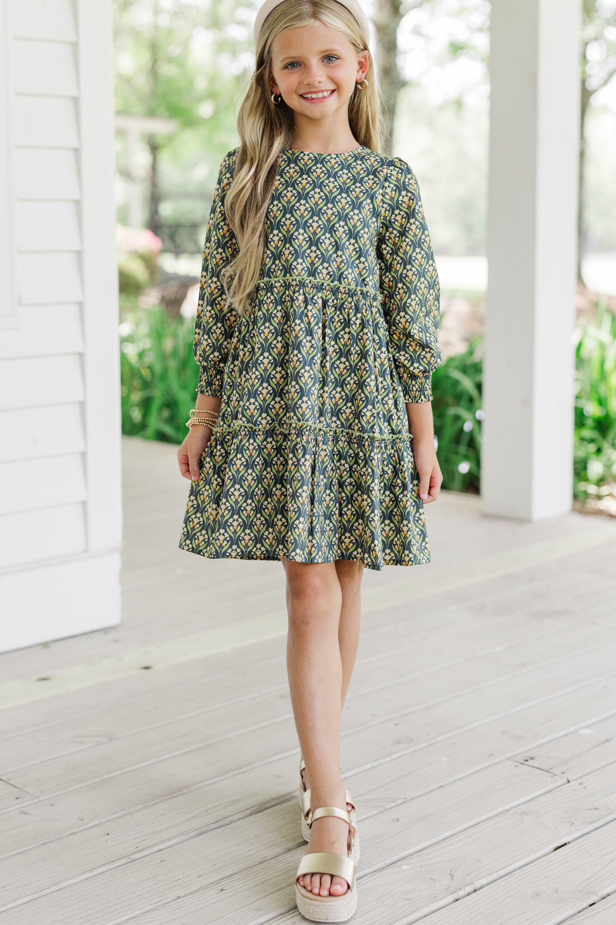 Gorgeous Girls' Navy Blue Medallion Print Dress - A Must - Have!