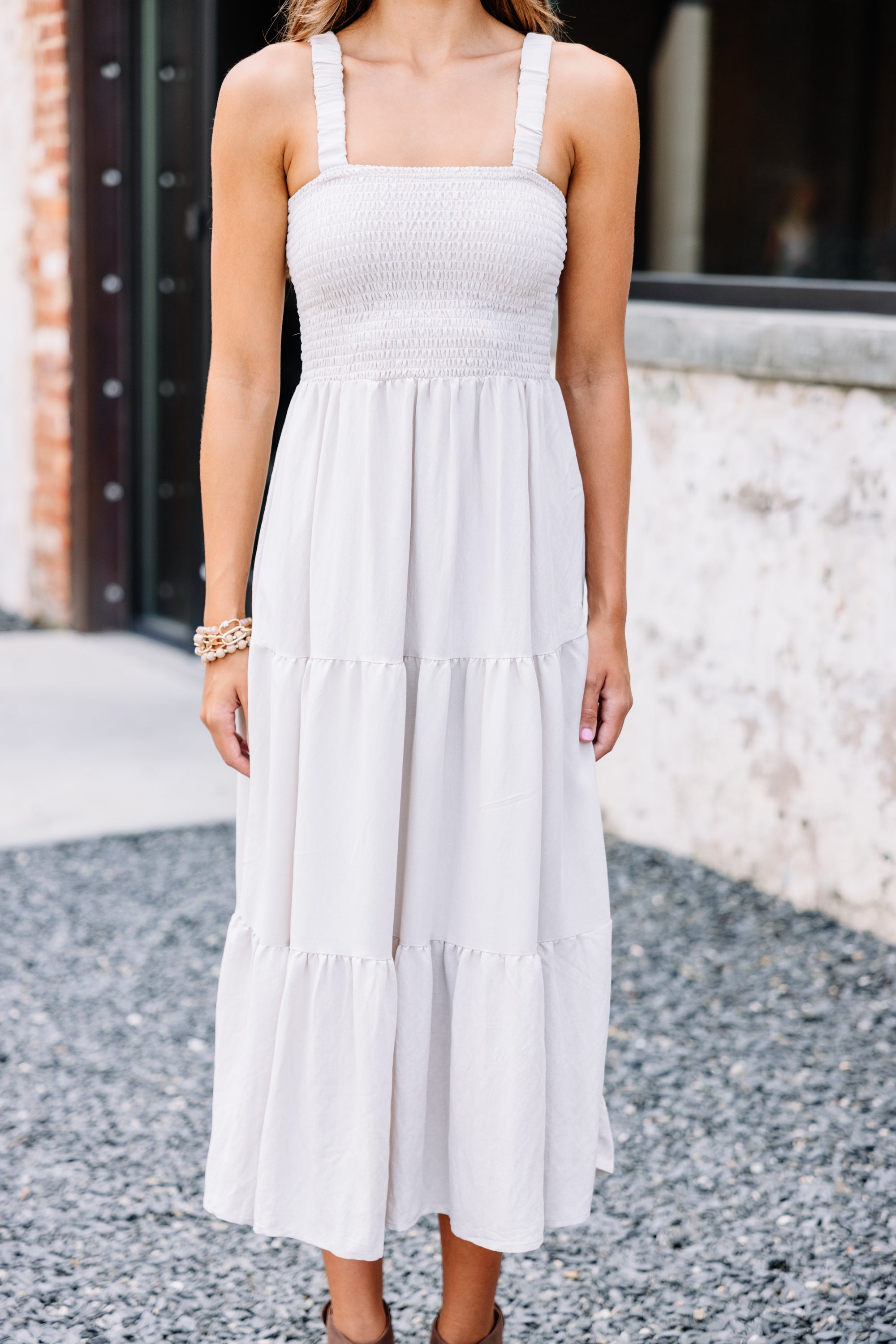 Feeling Fabulous Taupe Brown Midi Dress